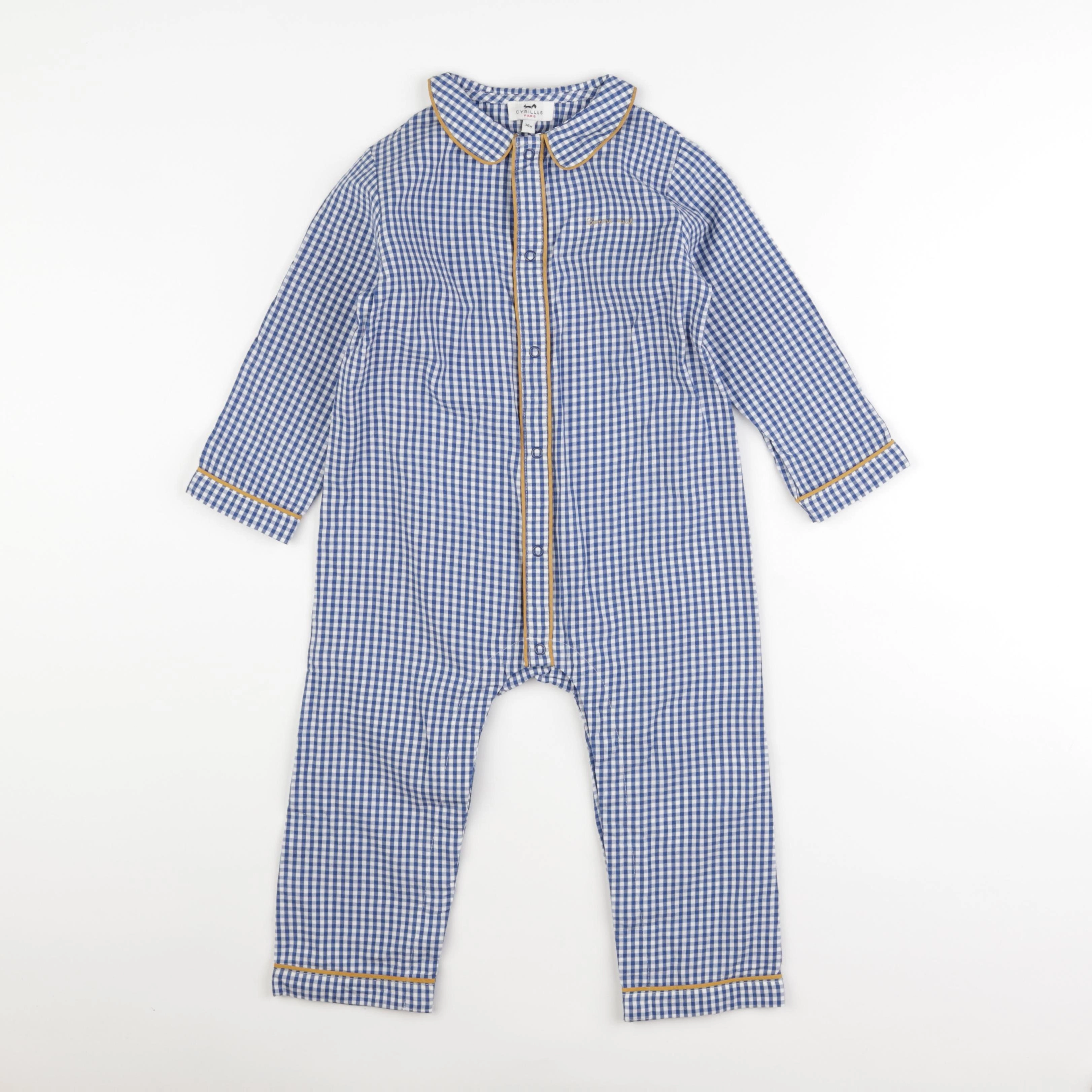 Cyrillus - pyjama coton blanc, bleu - 36 mois