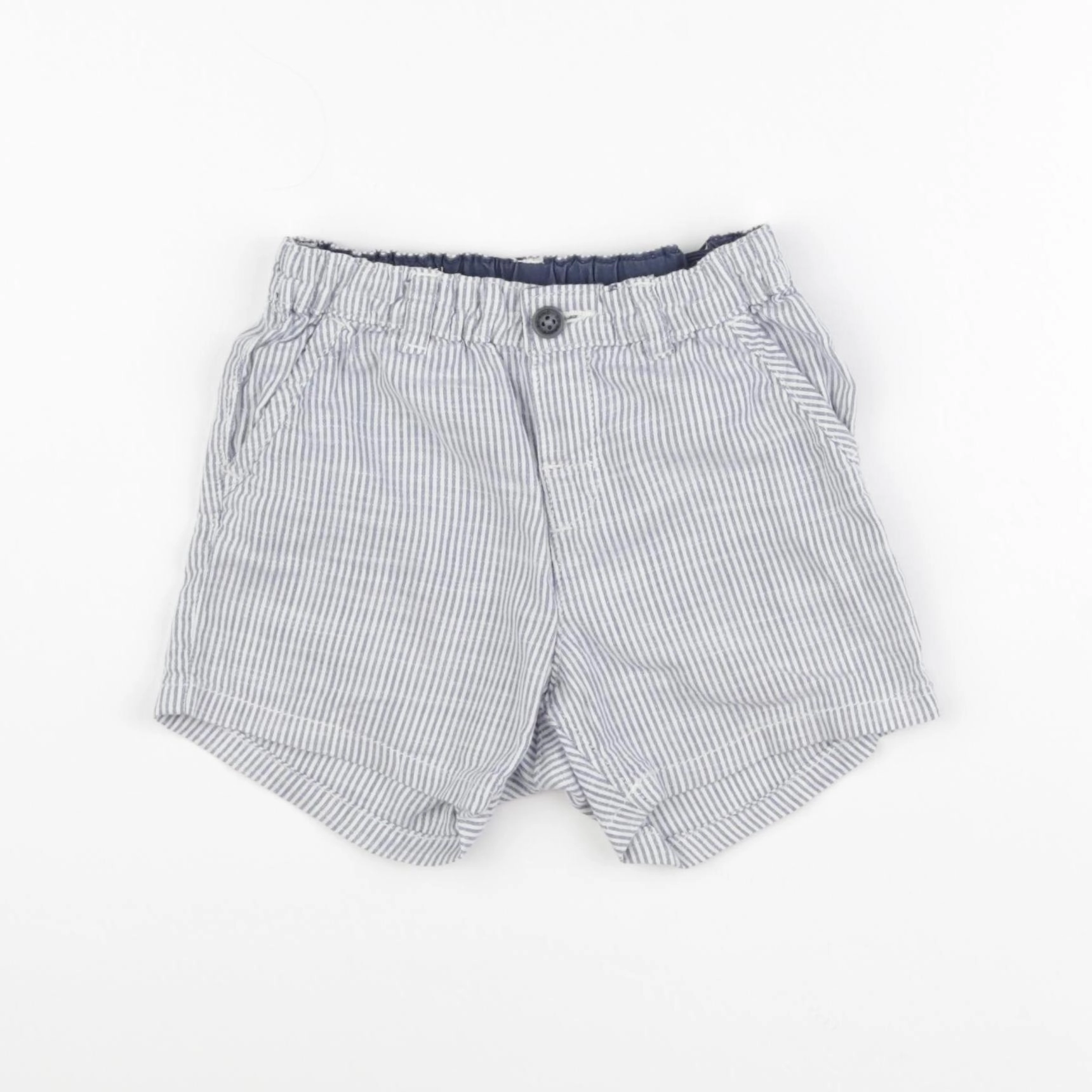 H&M - short bleu, blanc - 18/24 mois
