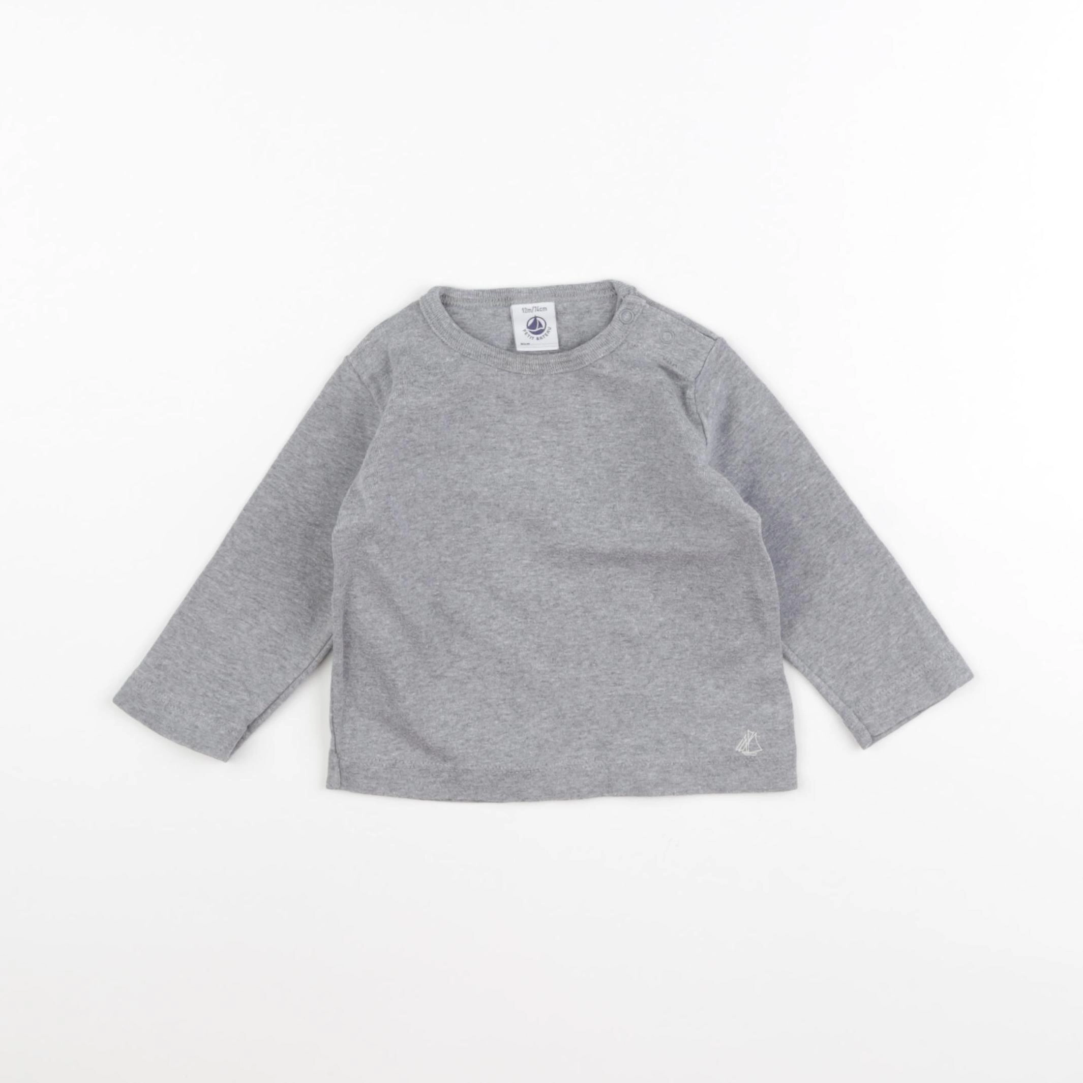 Petit Bateau - tee-shirt gris - 12 mois