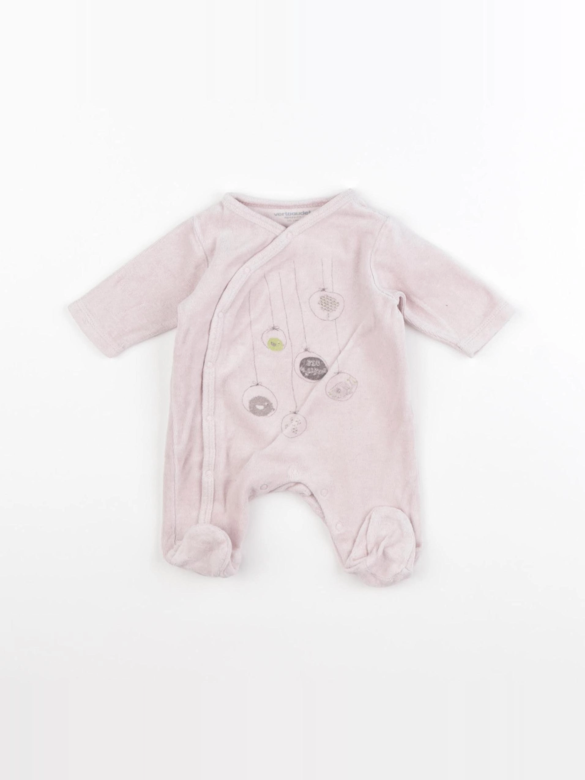 Vertbaudet - pyjama velours rose - 0 mois