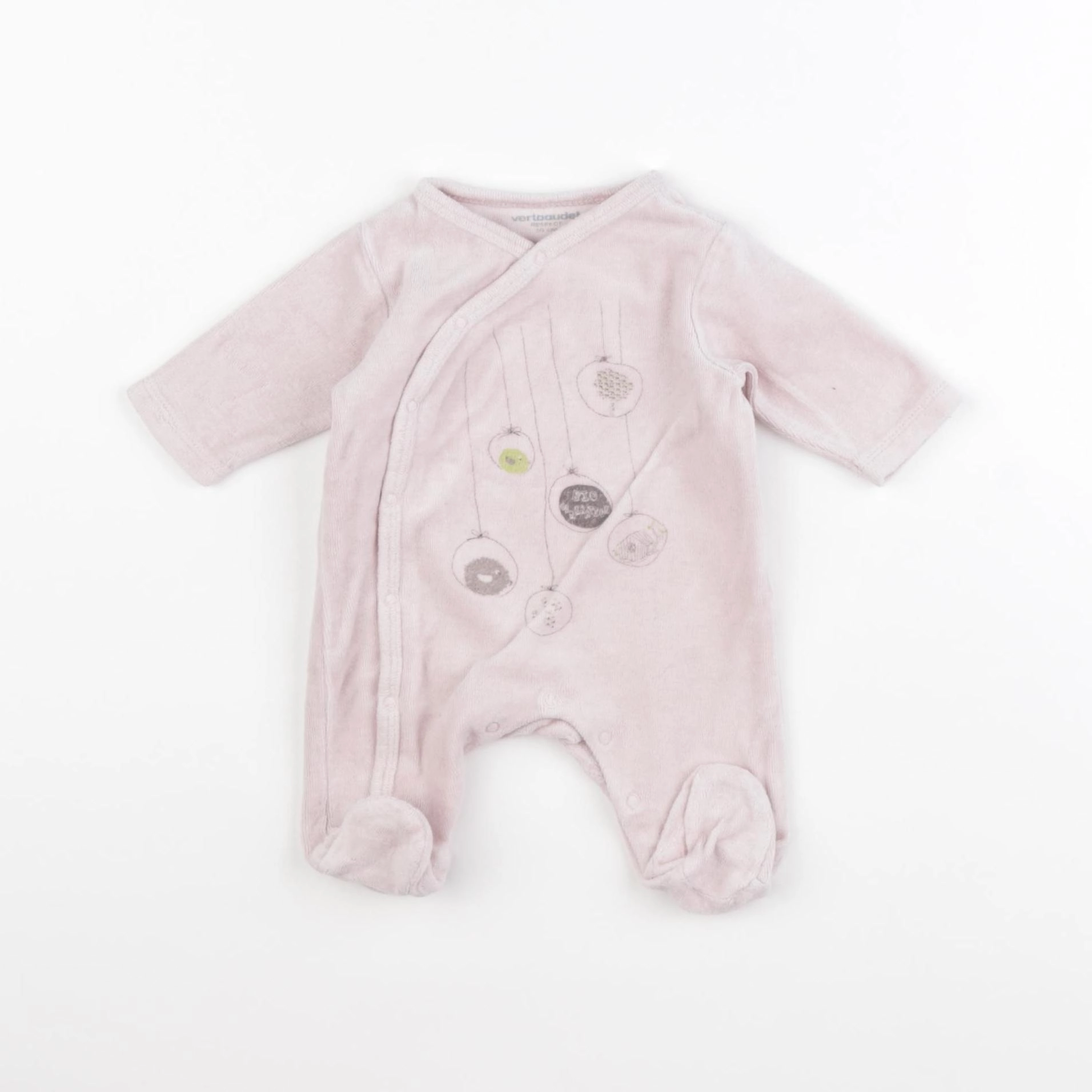 Vertbaudet - pyjama velours rose - 0 mois
