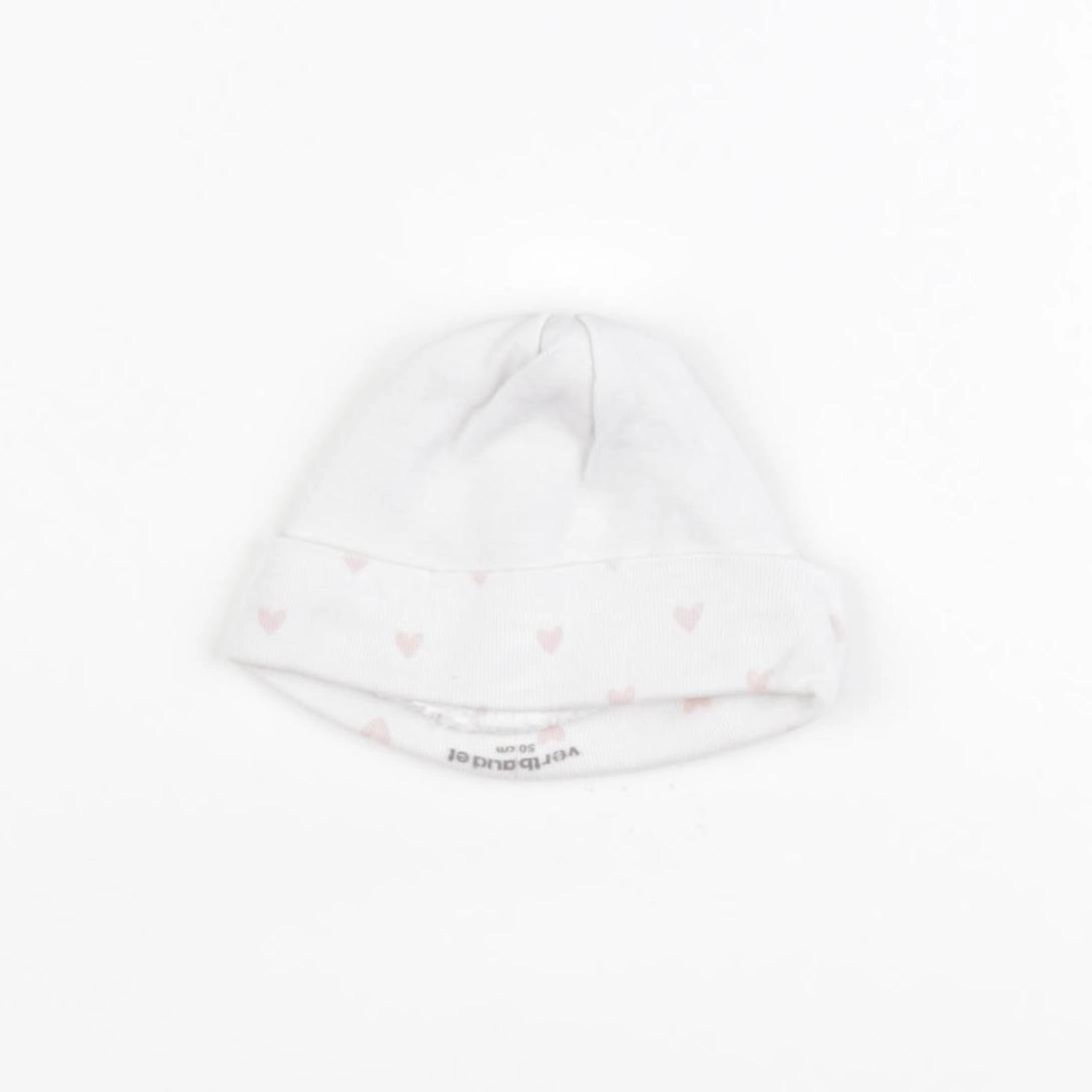Vertbaudet - bonnet de naissance blanc, rose - 0 mois