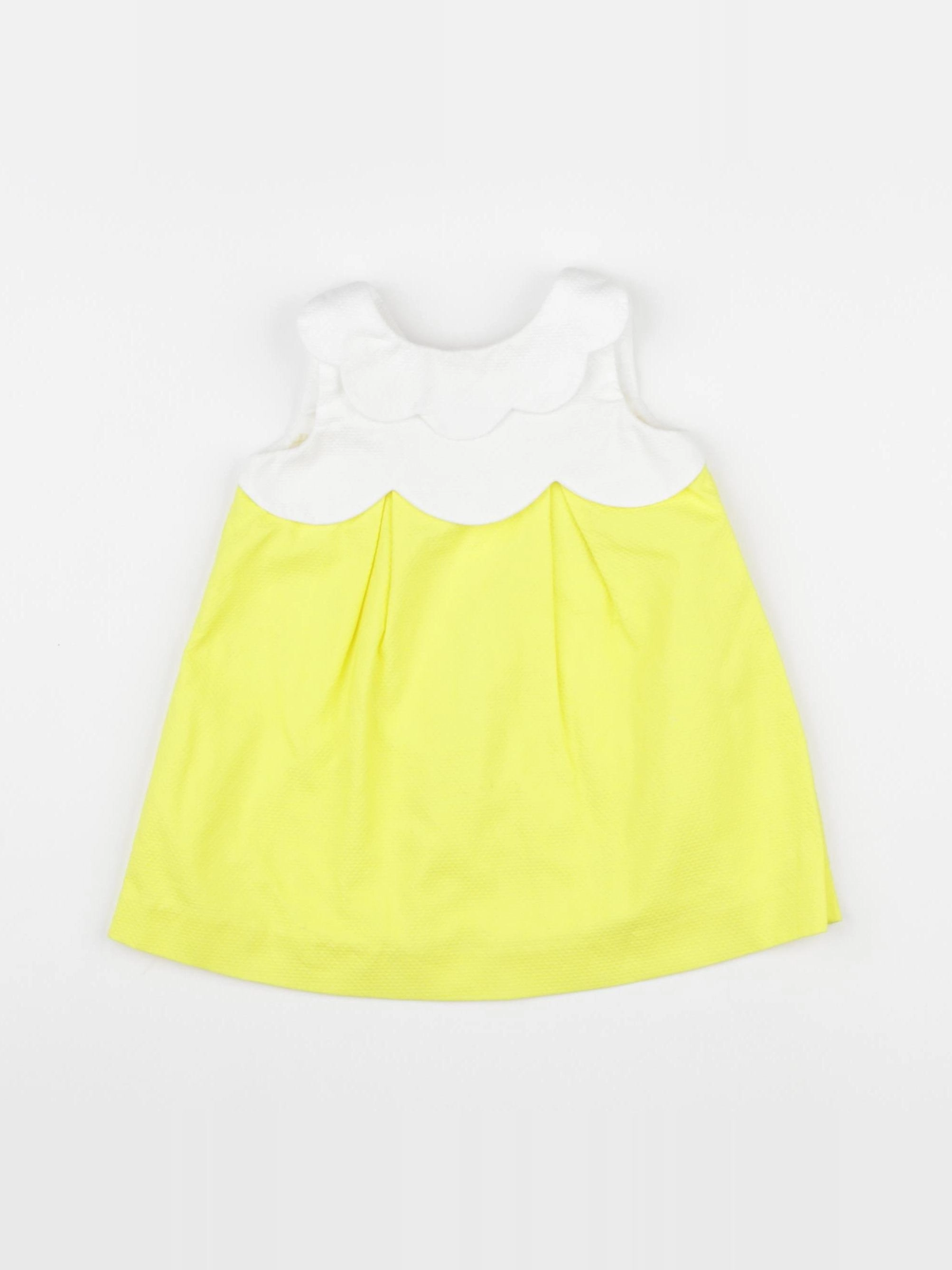 Jacadi - robe jaune, blanc - 6 mois