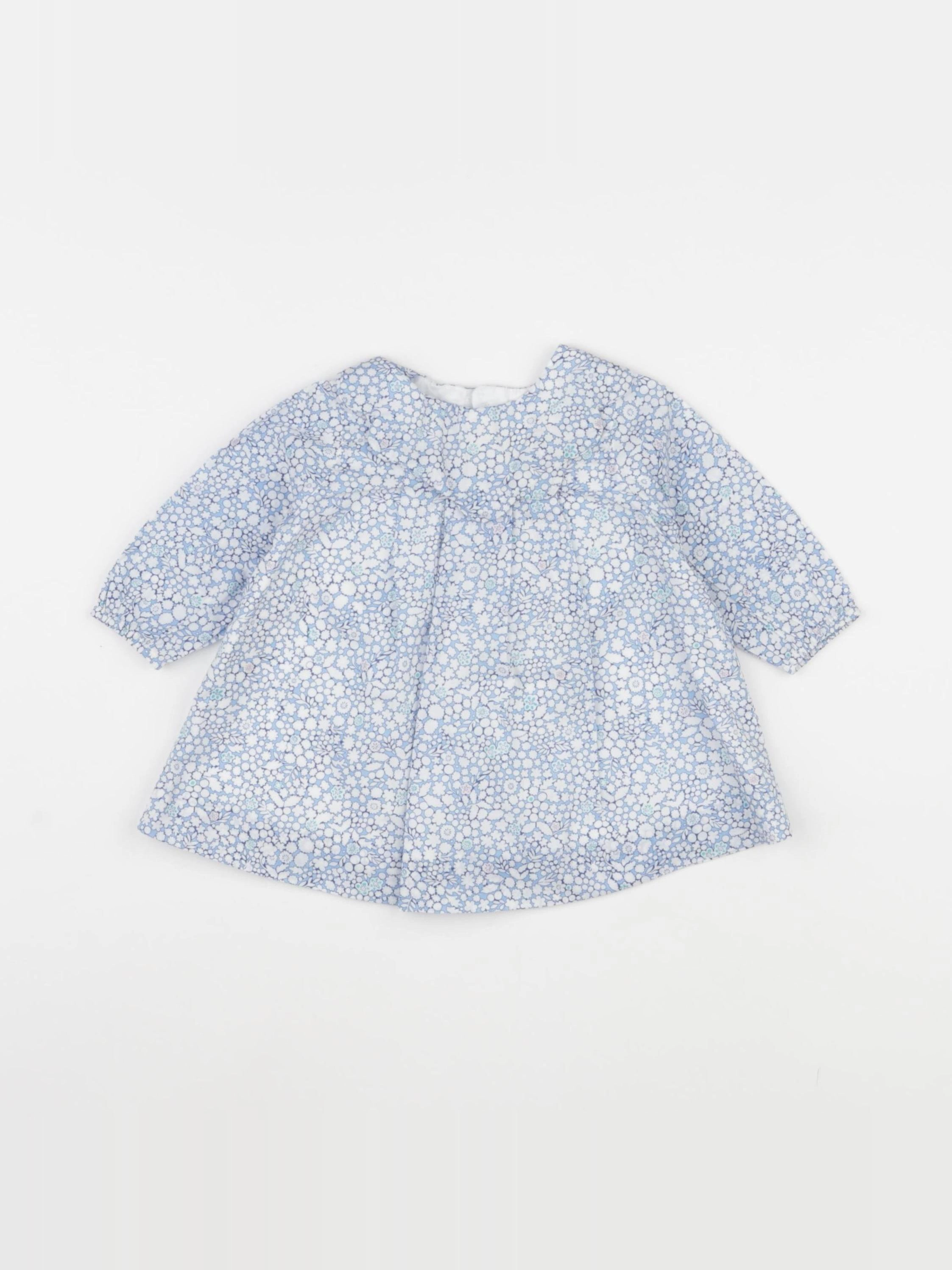 Jacadi - robe liberty blanc, bleu - 3 mois