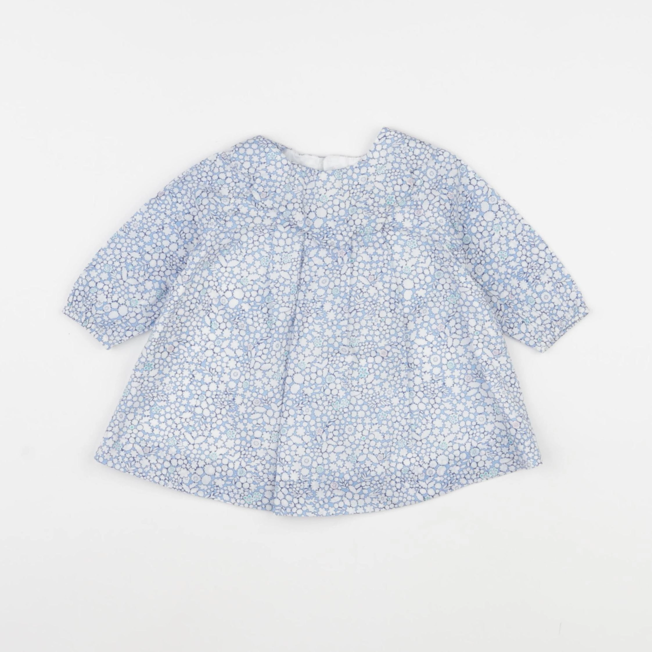 Jacadi - robe liberty blanc, bleu - 3 mois