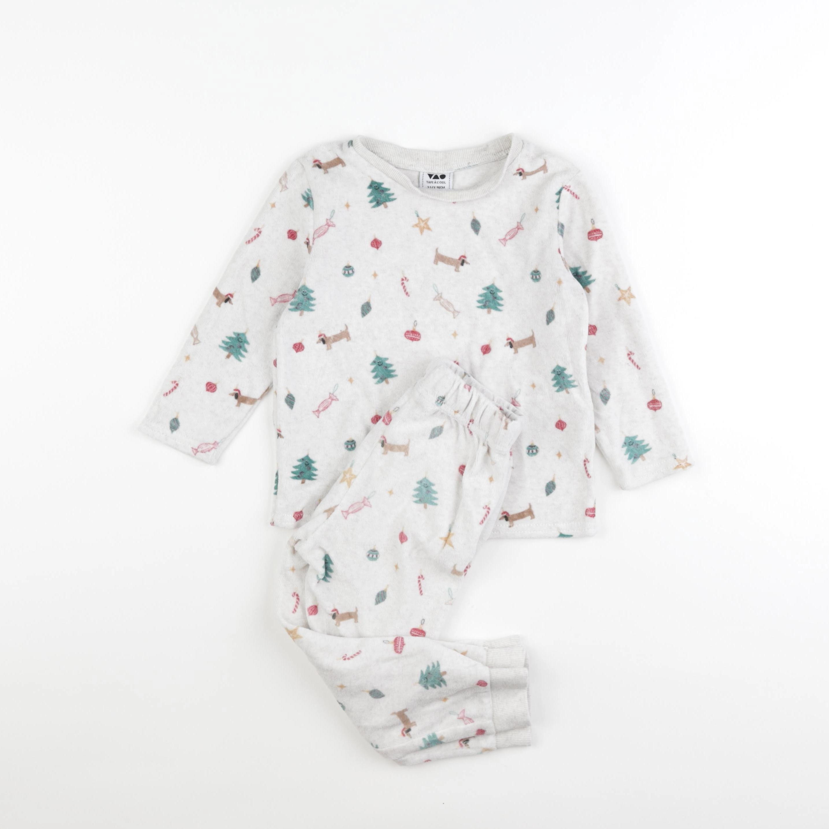 Tape à l'oeil - pyjama velours beige - 3 ans