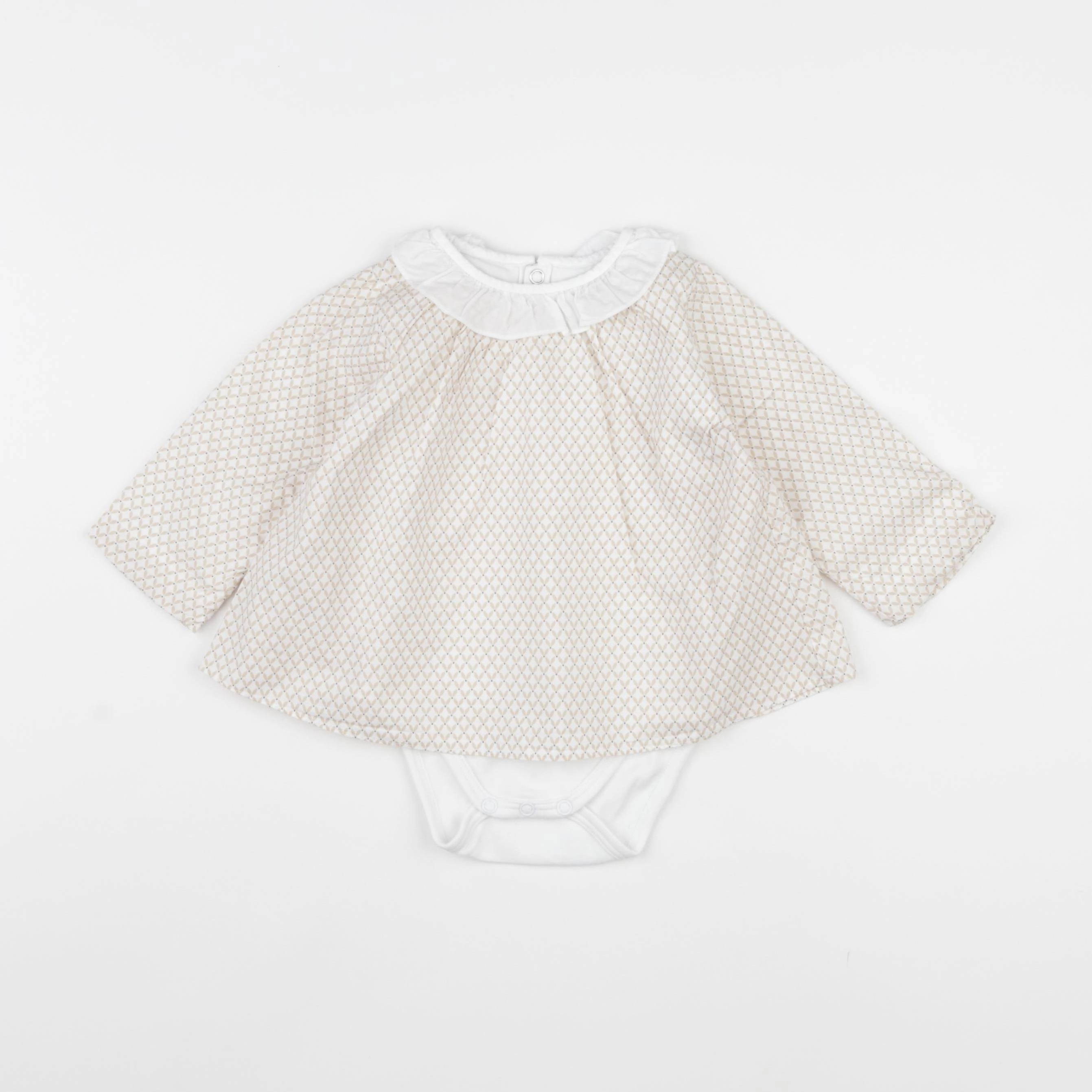 Jacadi - body blouse blanc, marron - 12 mois