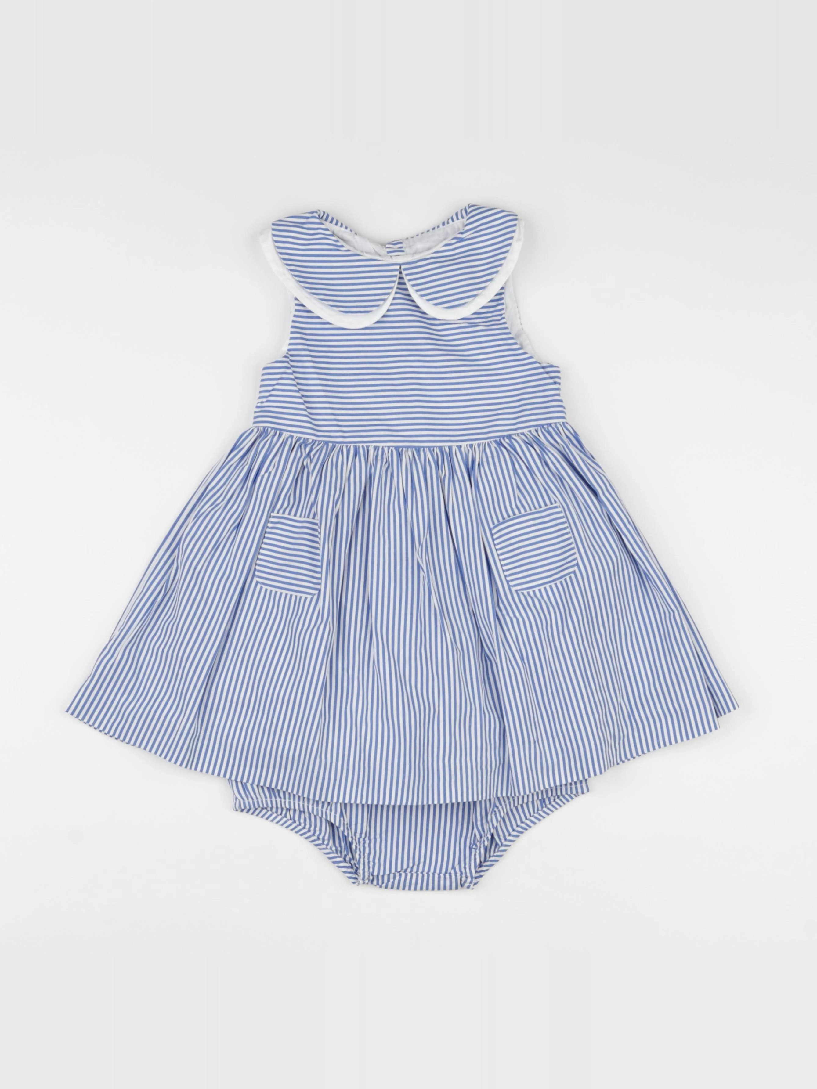 Jacadi - robe blanc, bleu - 36 mois