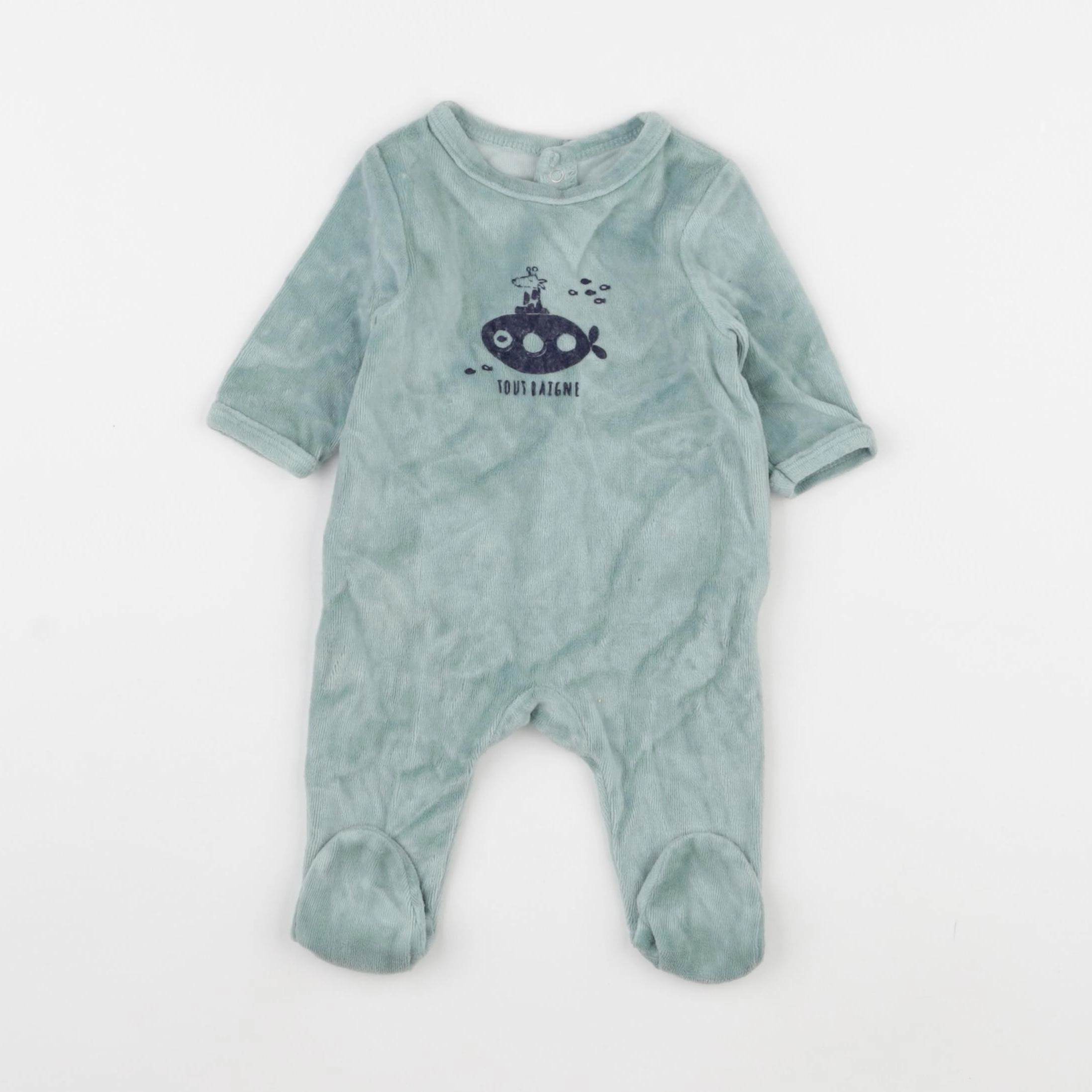 Vertbaudet - pyjama velours vert - 1 mois