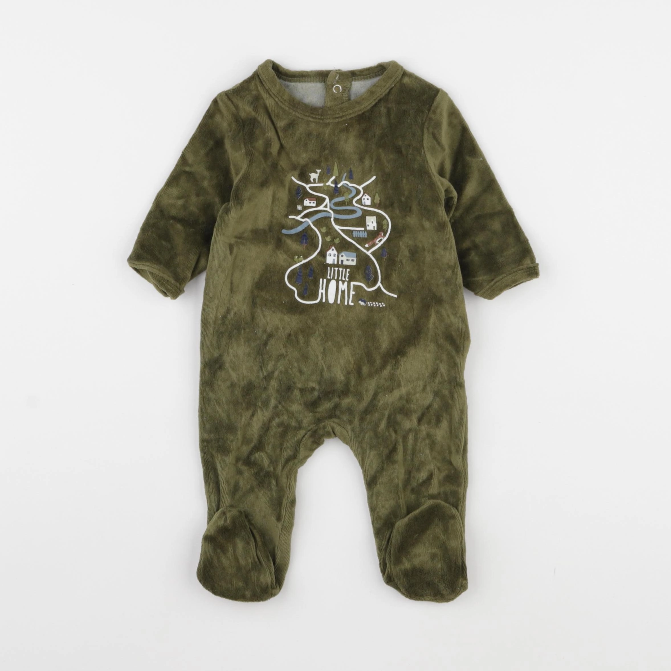 Vertbaudet - pyjama velours vert - 3 mois