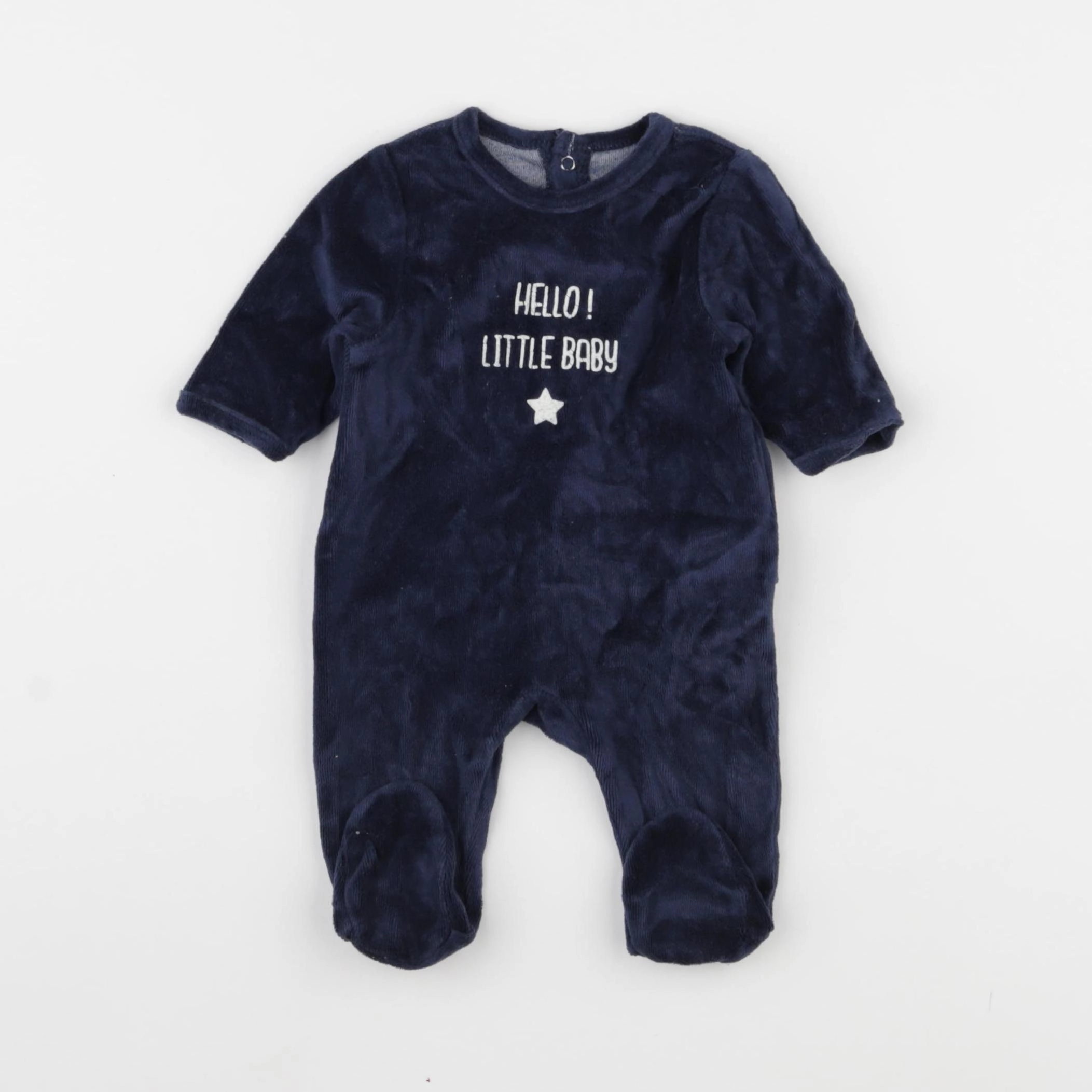 Vertbaudet - pyjama velours bleu - 1 mois