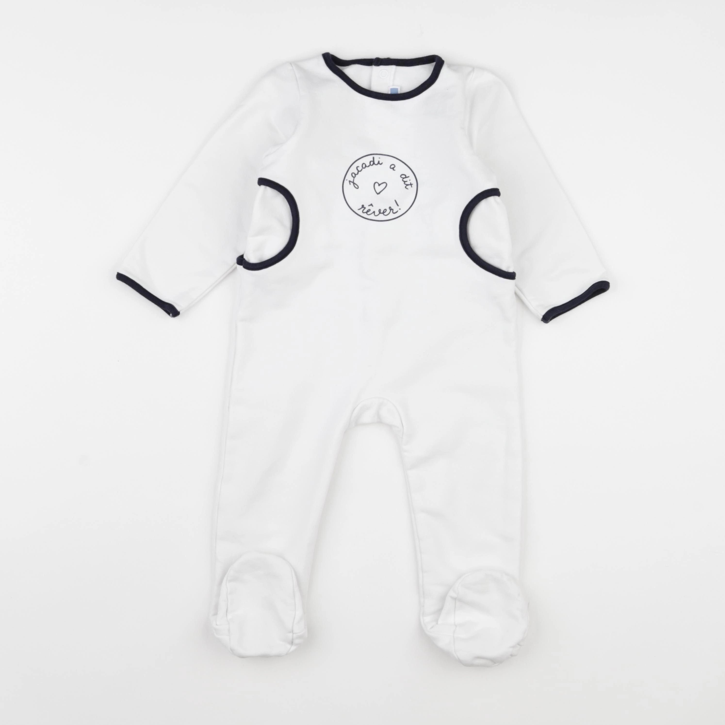 Jacadi - pyjama coton blanc, bleu - 18 mois