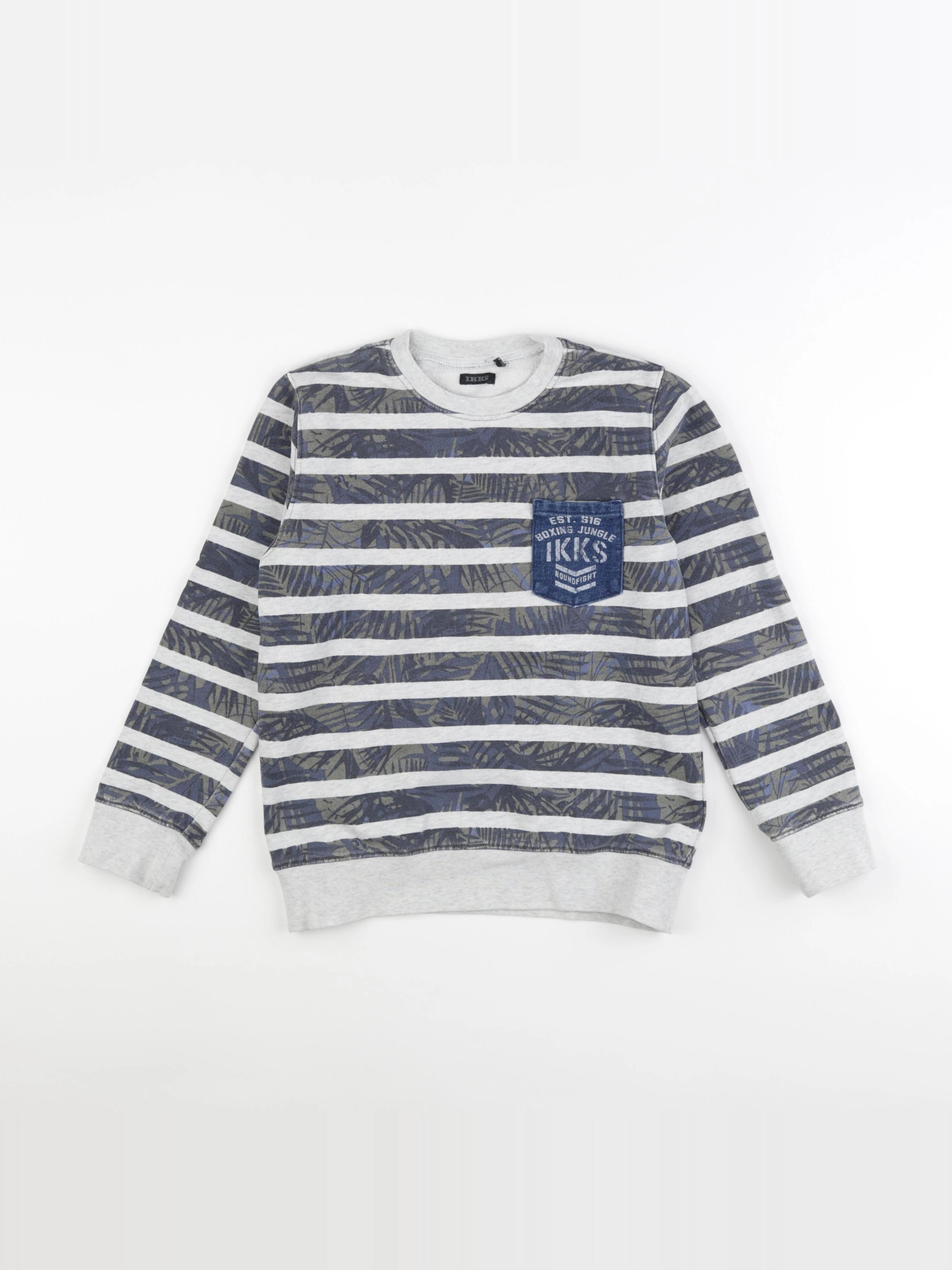 IKKS - sweat beige, bleu - 8 ans