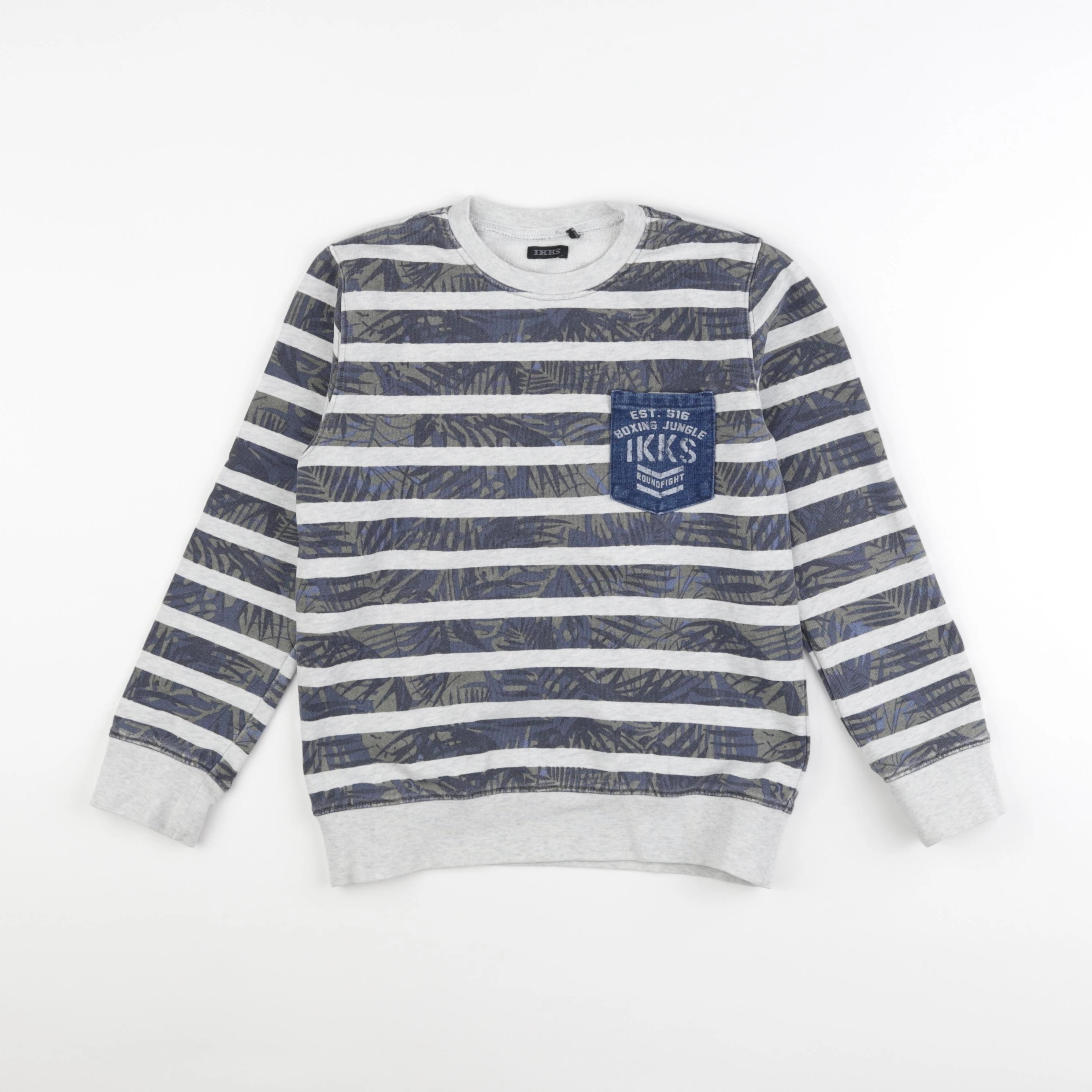 IKKS - sweat beige, bleu - 8 ans