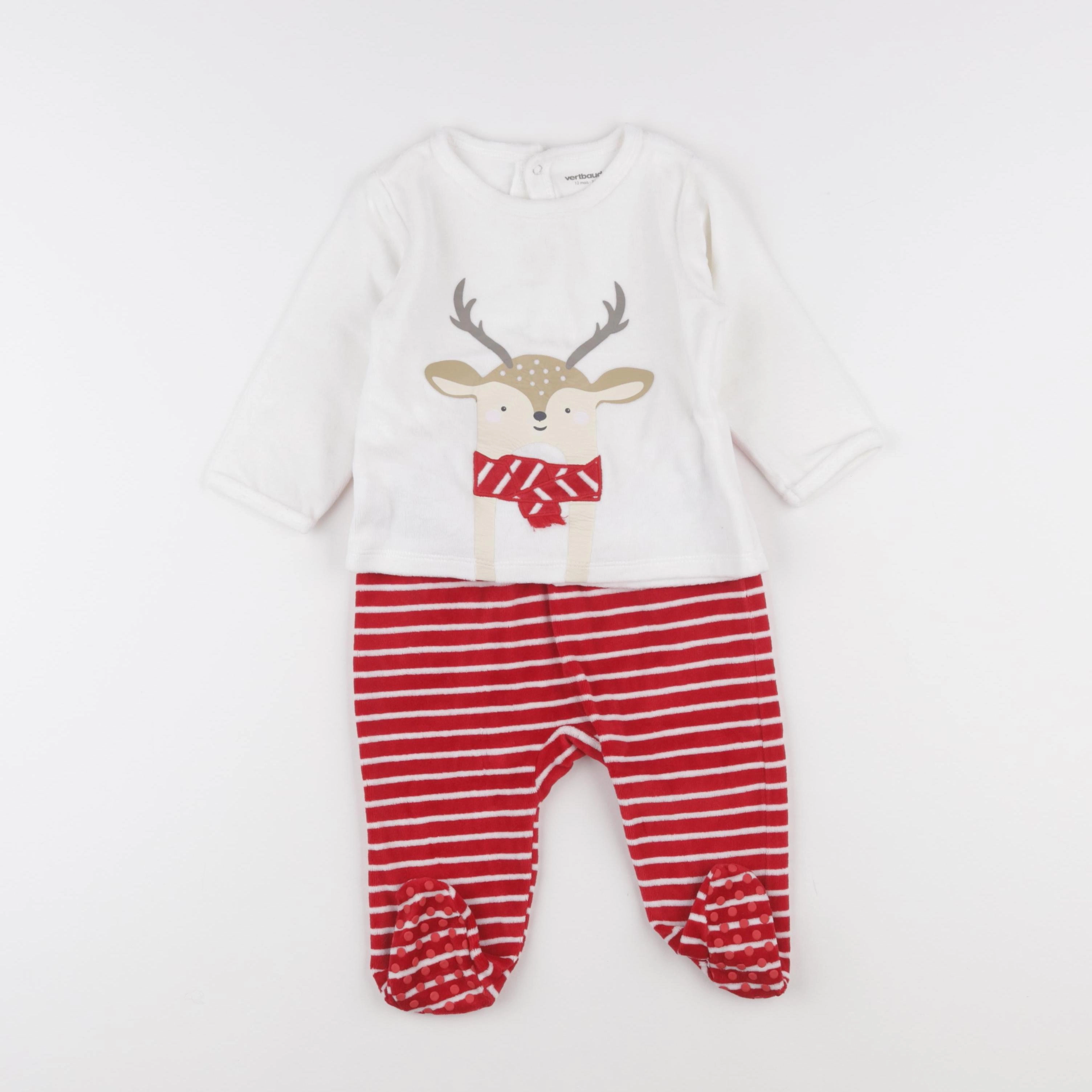 Vertbaudet - pyjama velours rouge - 12 mois