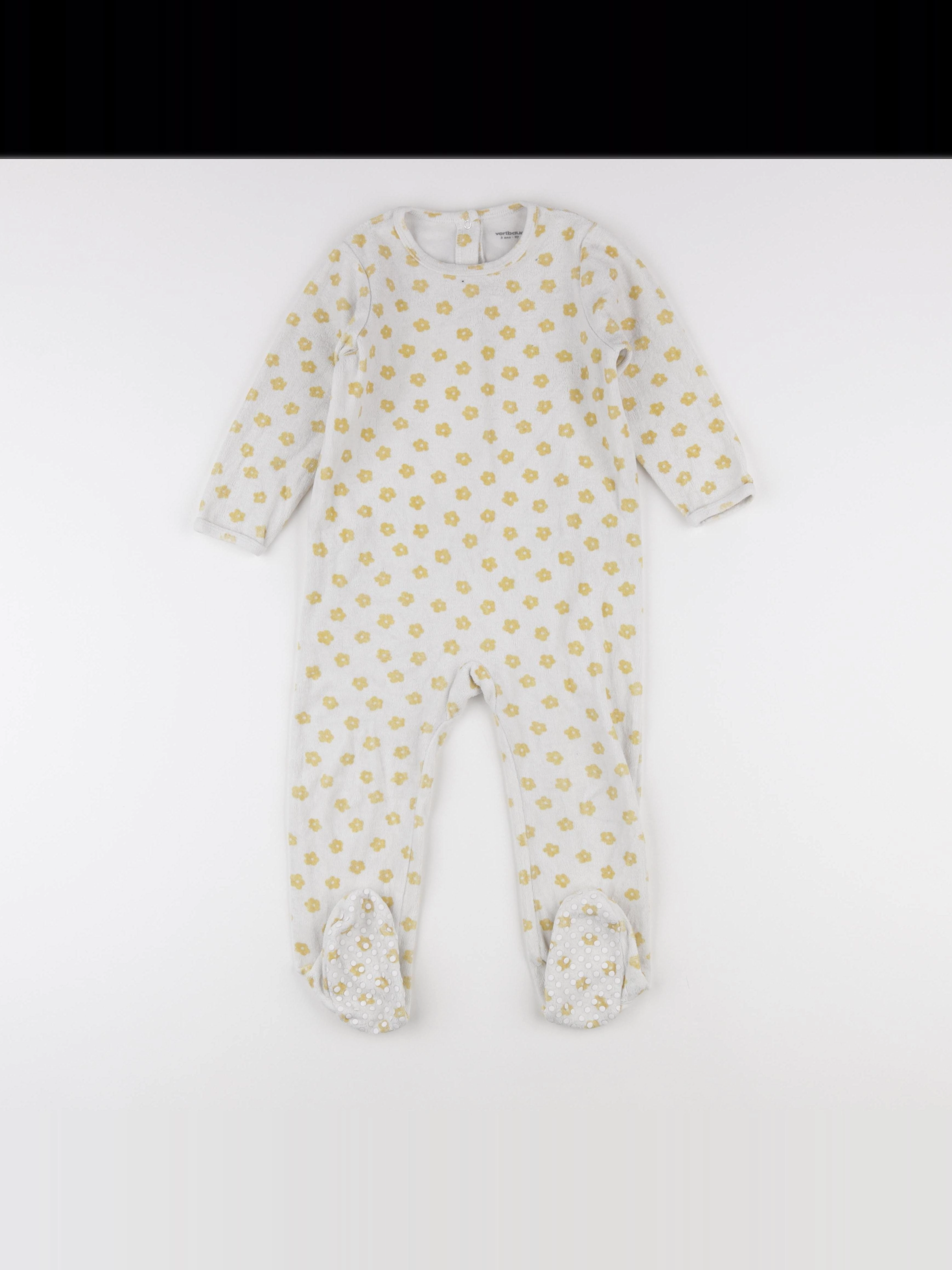 Vertbaudet - pyjama velours jaune - 3 ans