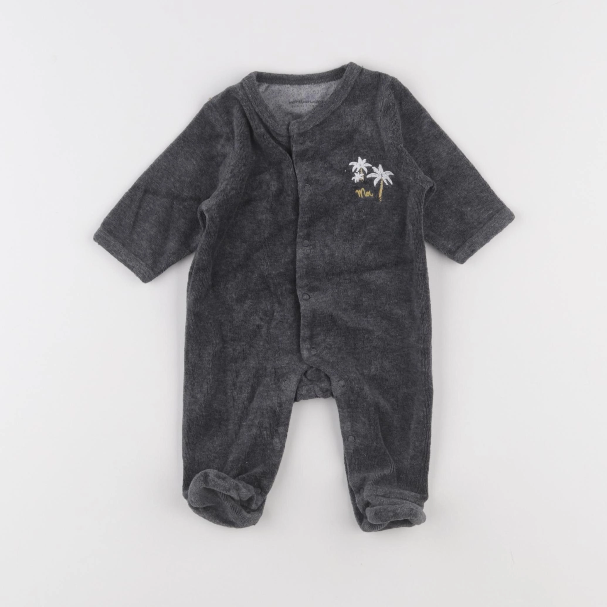 Vertbaudet - pyjama velours gris - 1 mois
