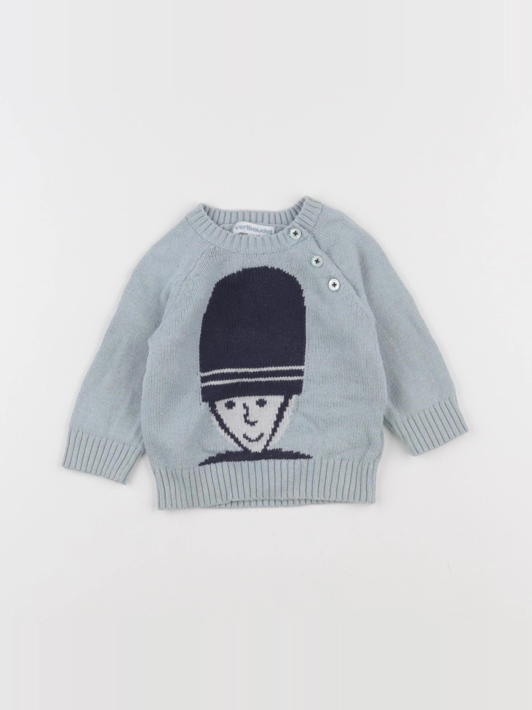 Vertbaudet - pull bleu - 3 mois