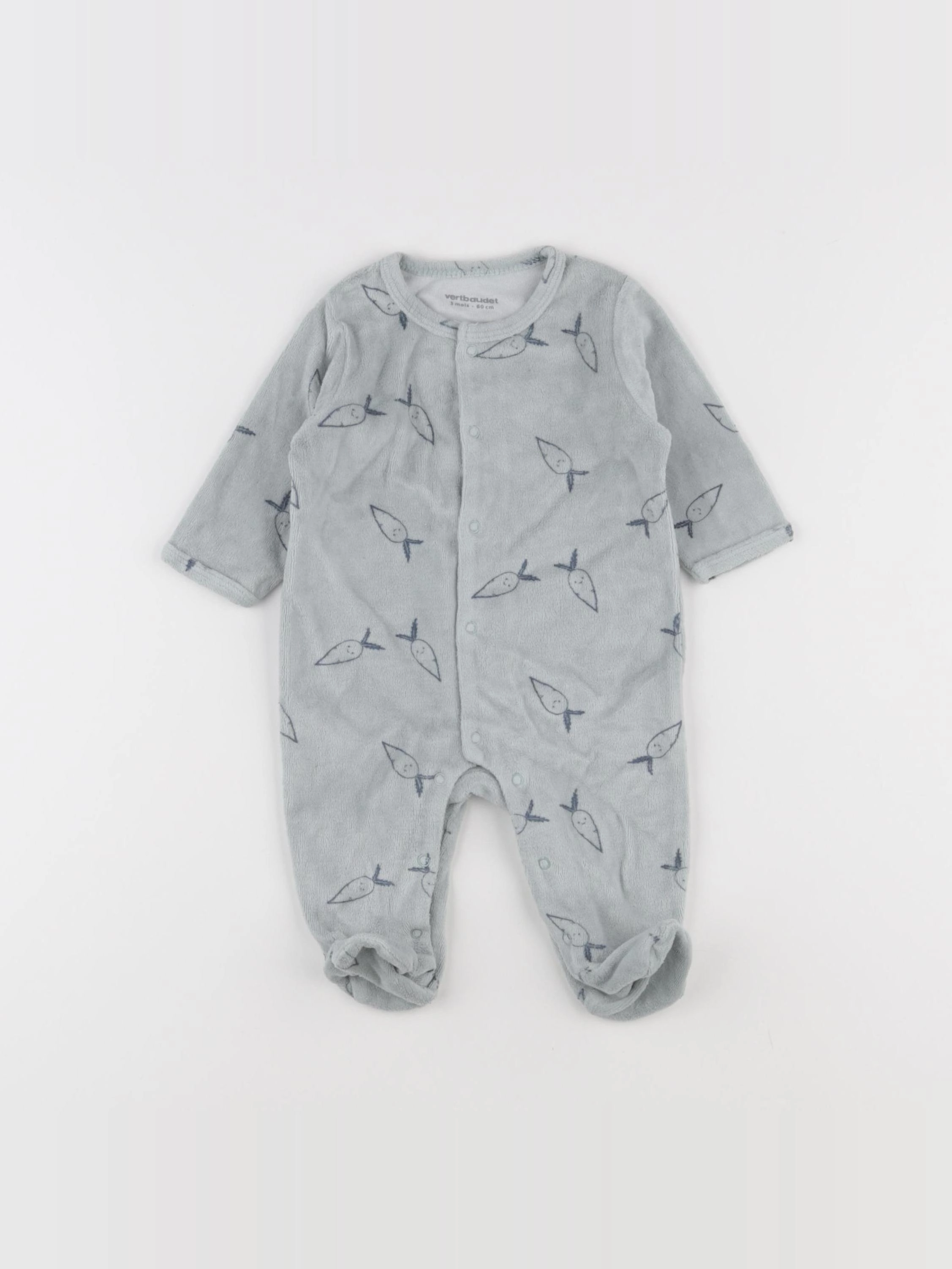 Vertbaudet - pyjama velours vert - 3 mois