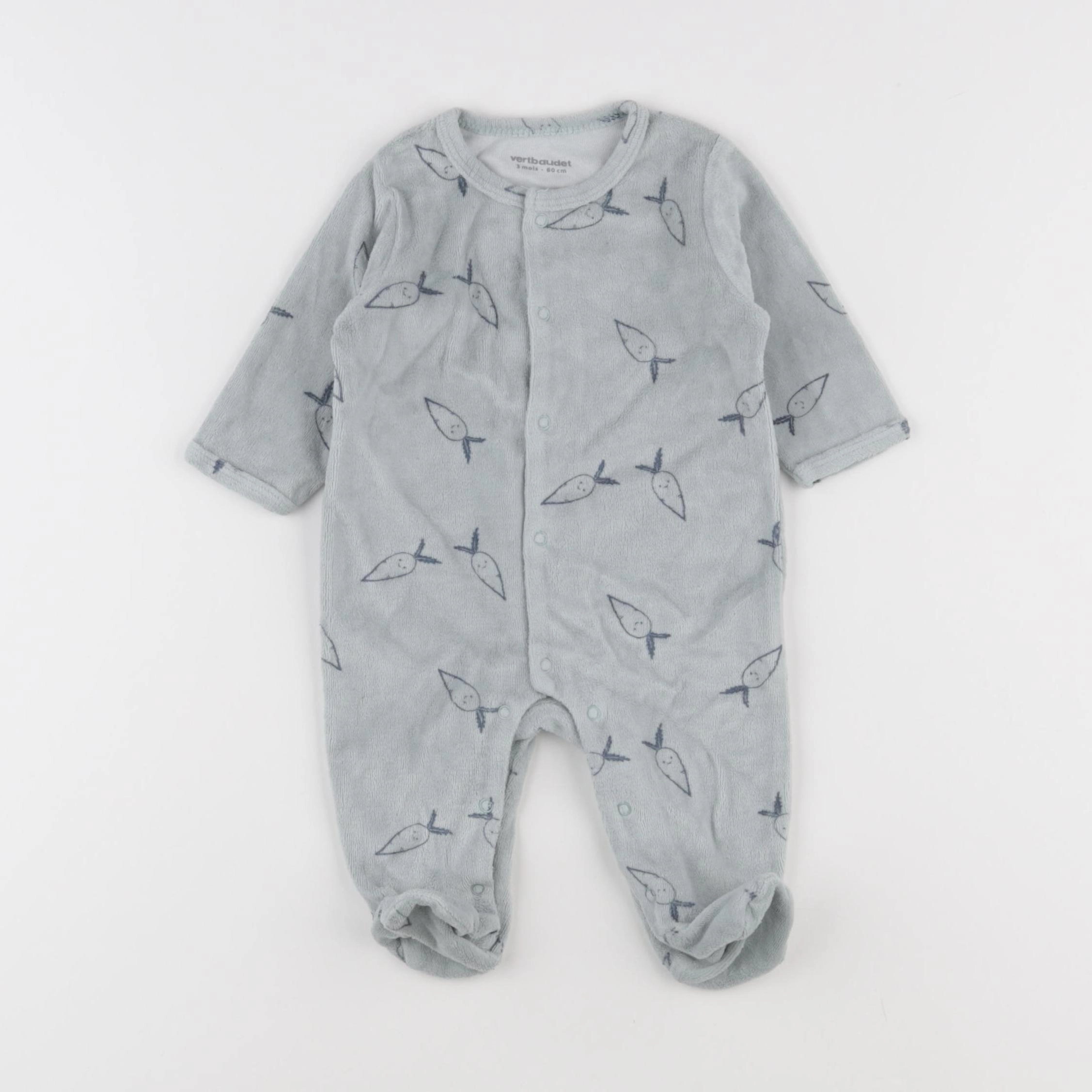 Vertbaudet - pyjama velours vert - 3 mois