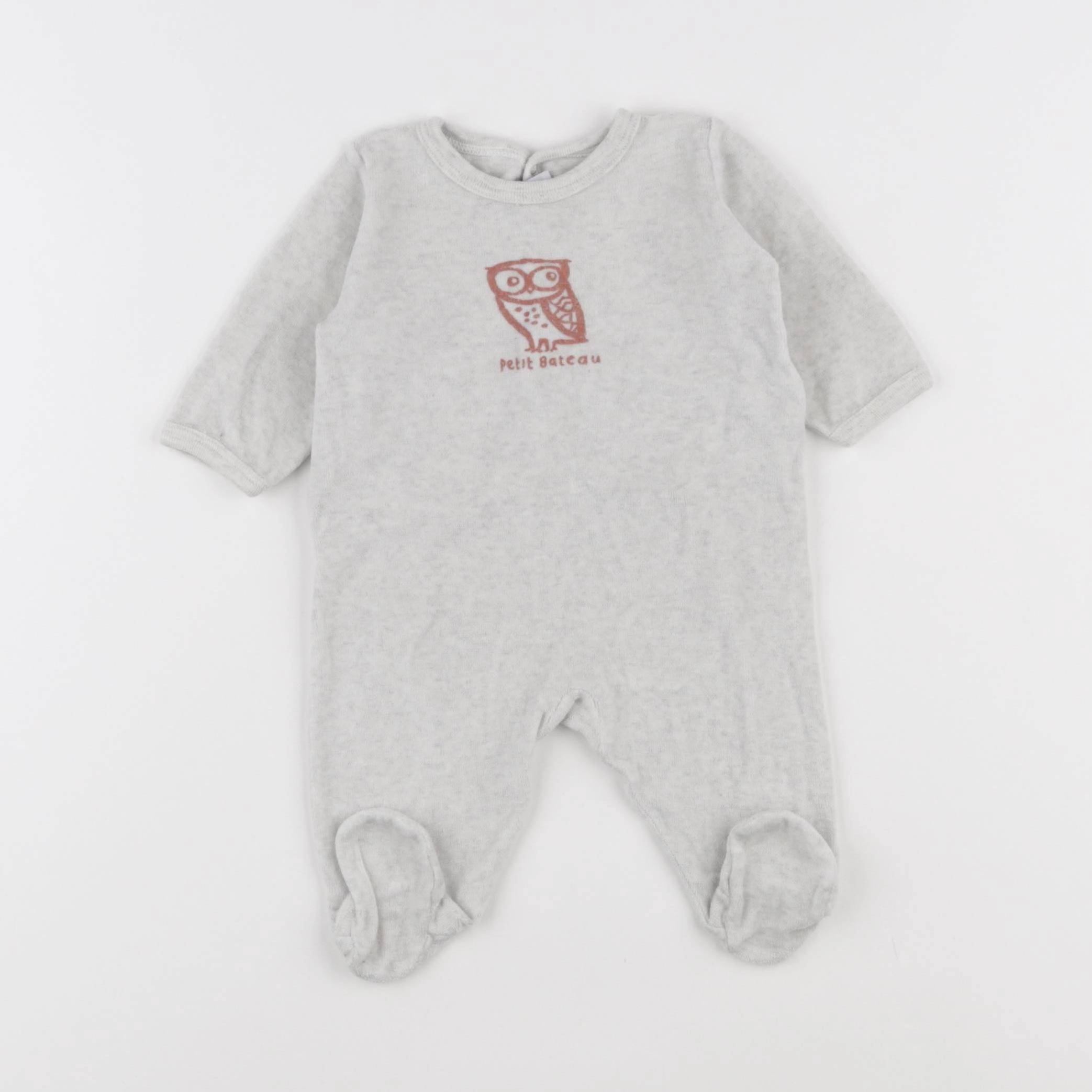 Petit Bateau - pyjama velours gris - 1 mois