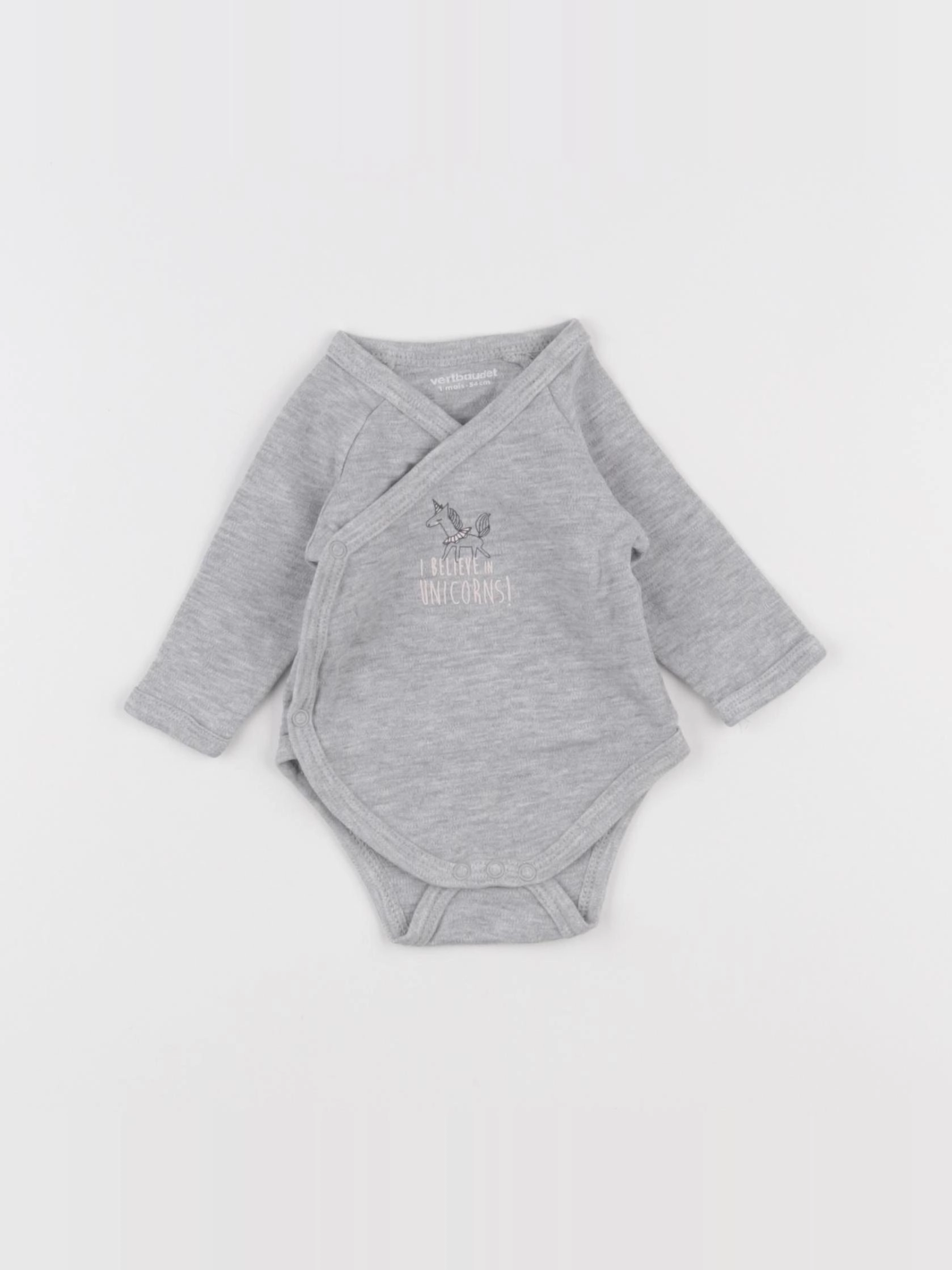 Vertbaudet - body gris - 1 mois