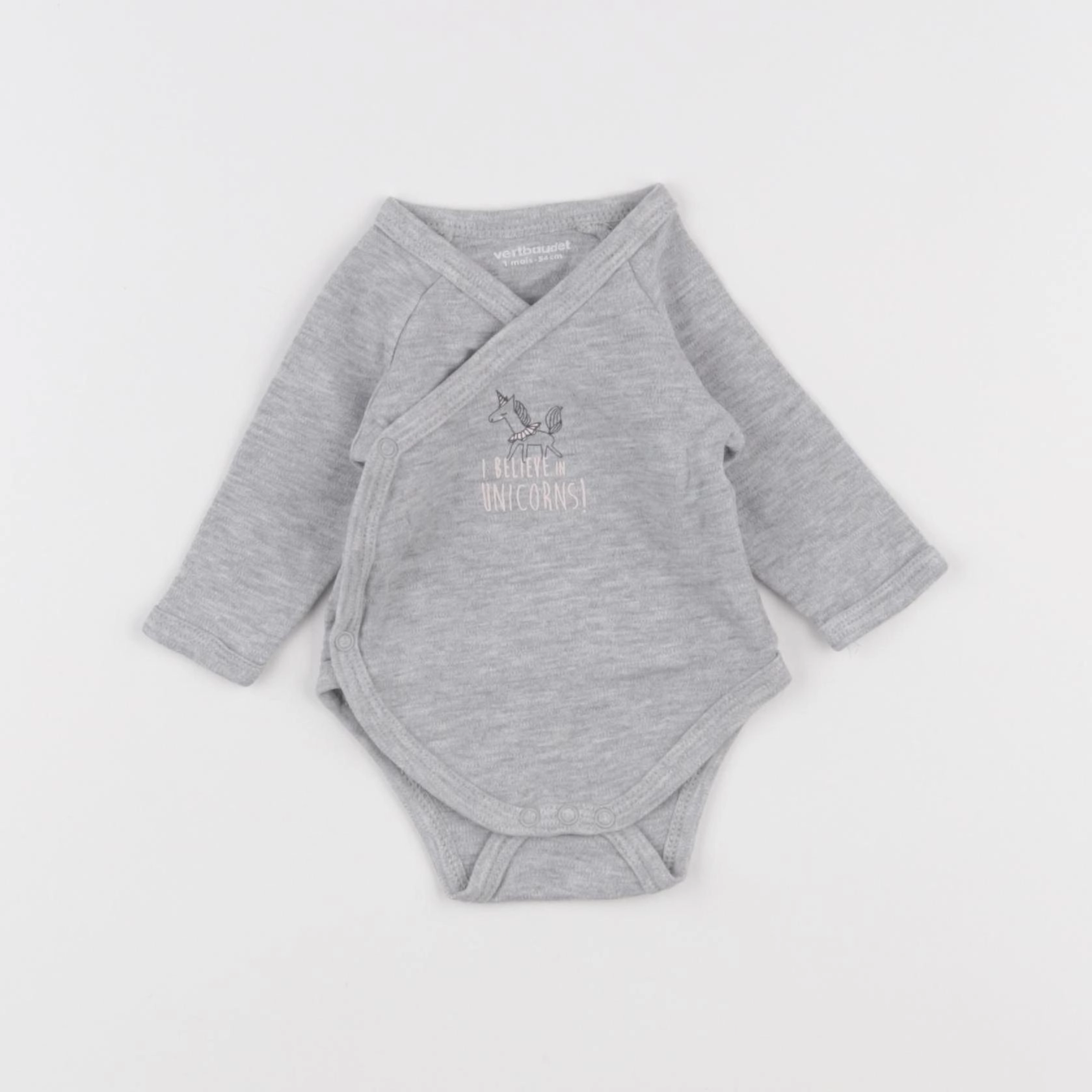 Vertbaudet - body gris - 1 mois