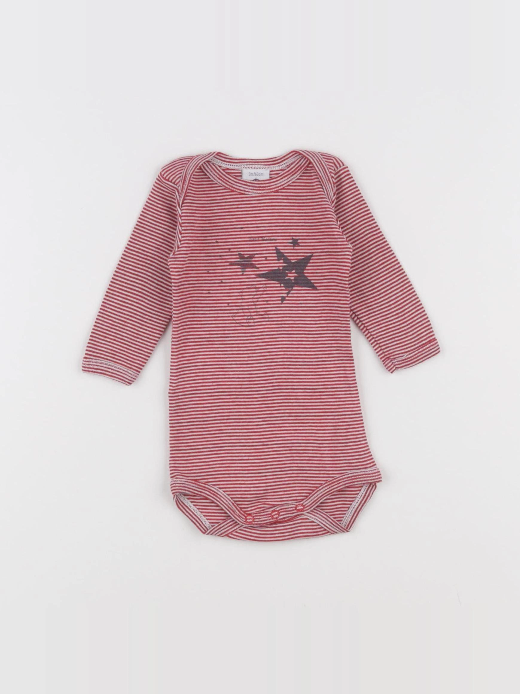 Petit Bateau - body rouge - 3 mois