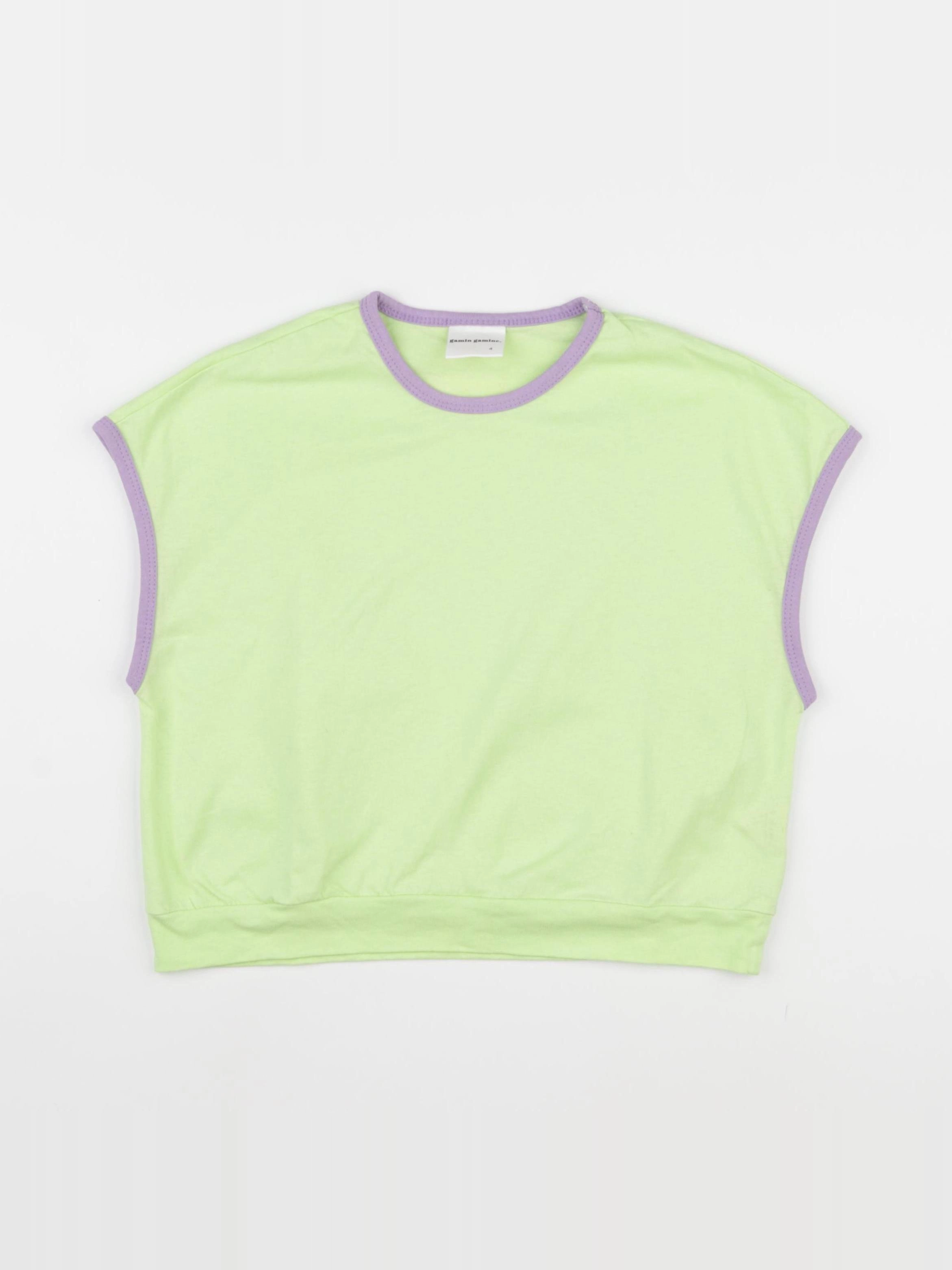 Gamin gamine - tee-shirt vert, violet - 4 ans