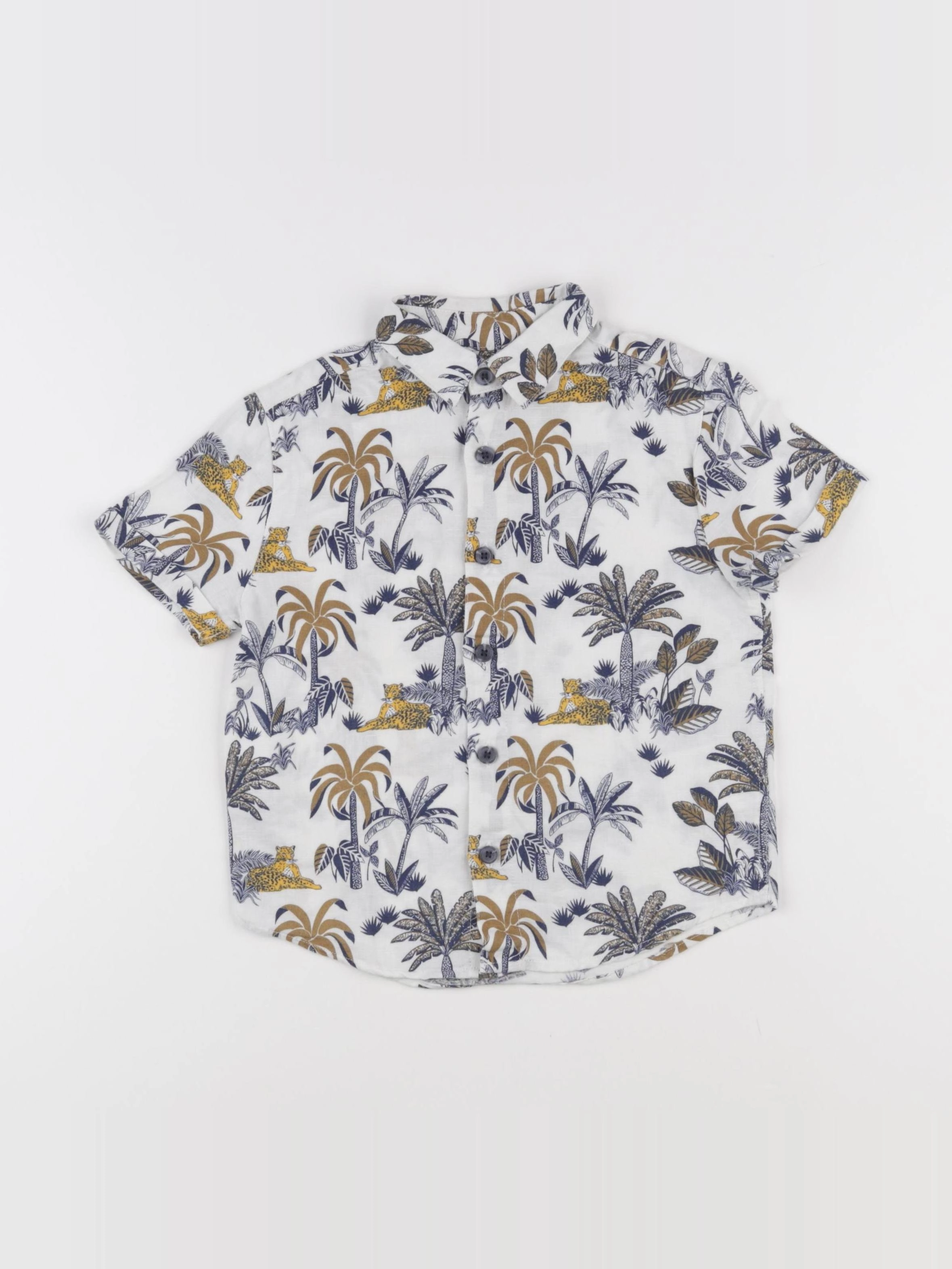 Monoprix - chemise blanc, bleu, marron - 4 ans