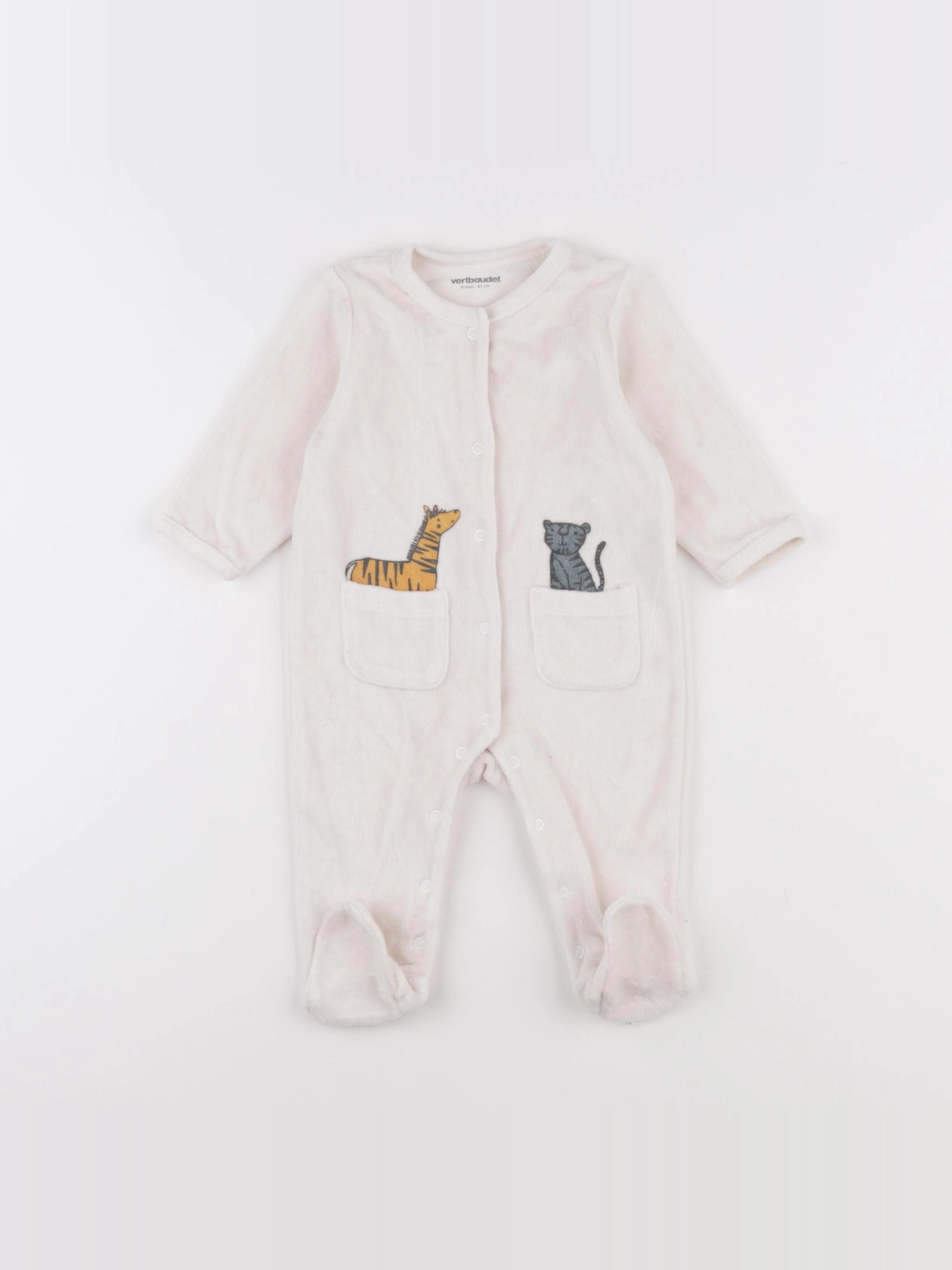 Vertbaudet - pyjama velours beige - 6 mois