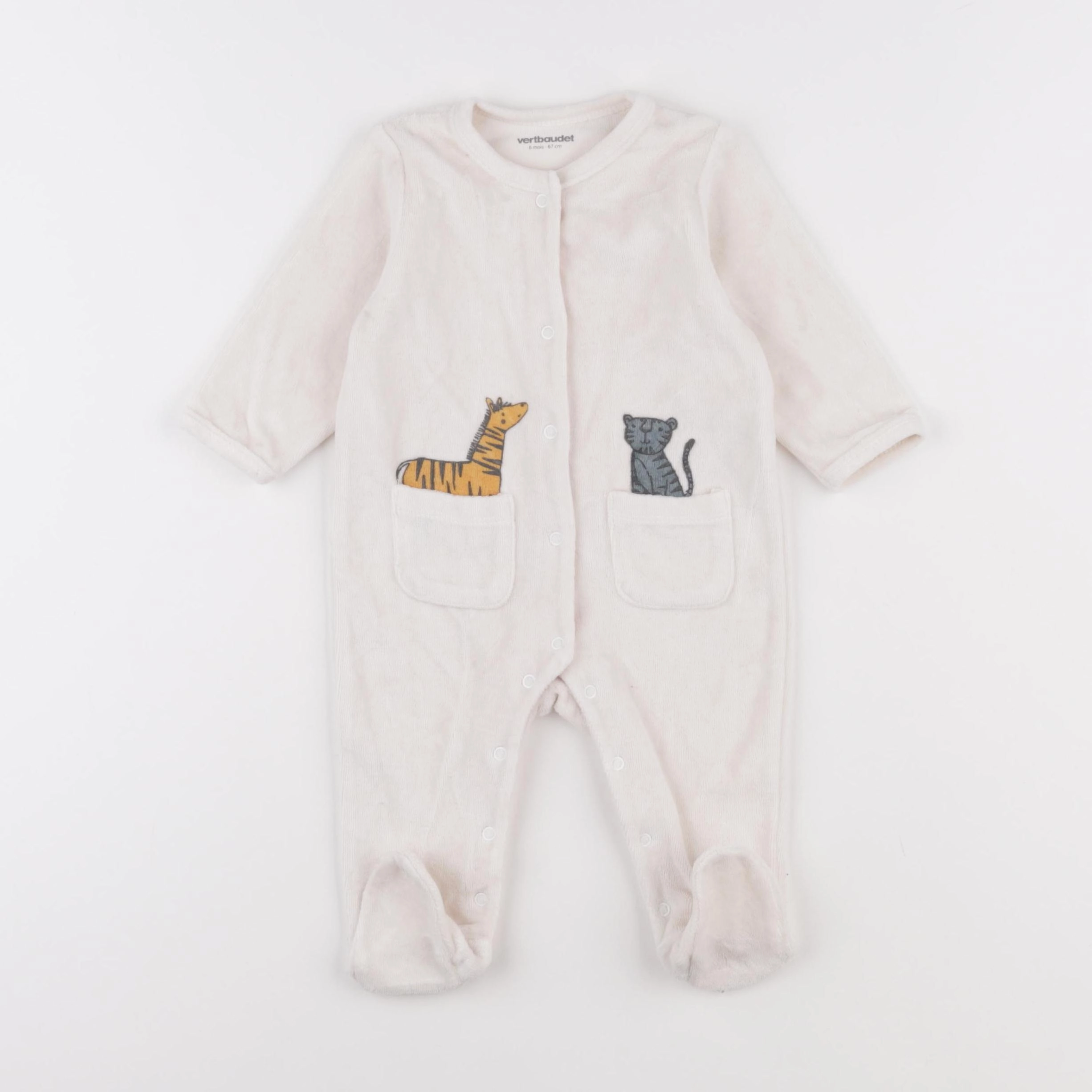 Vertbaudet - pyjama velours beige - 6 mois