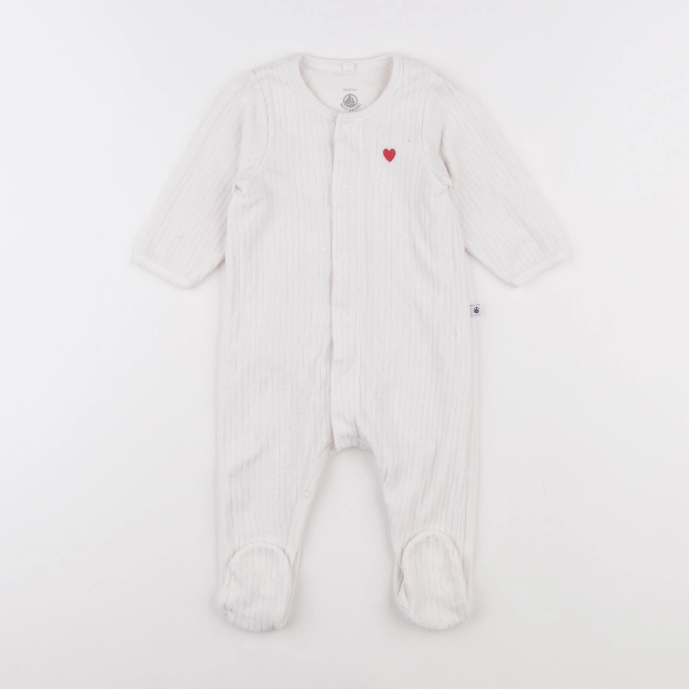Petit Bateau - pyjama velours blanc - 6 mois