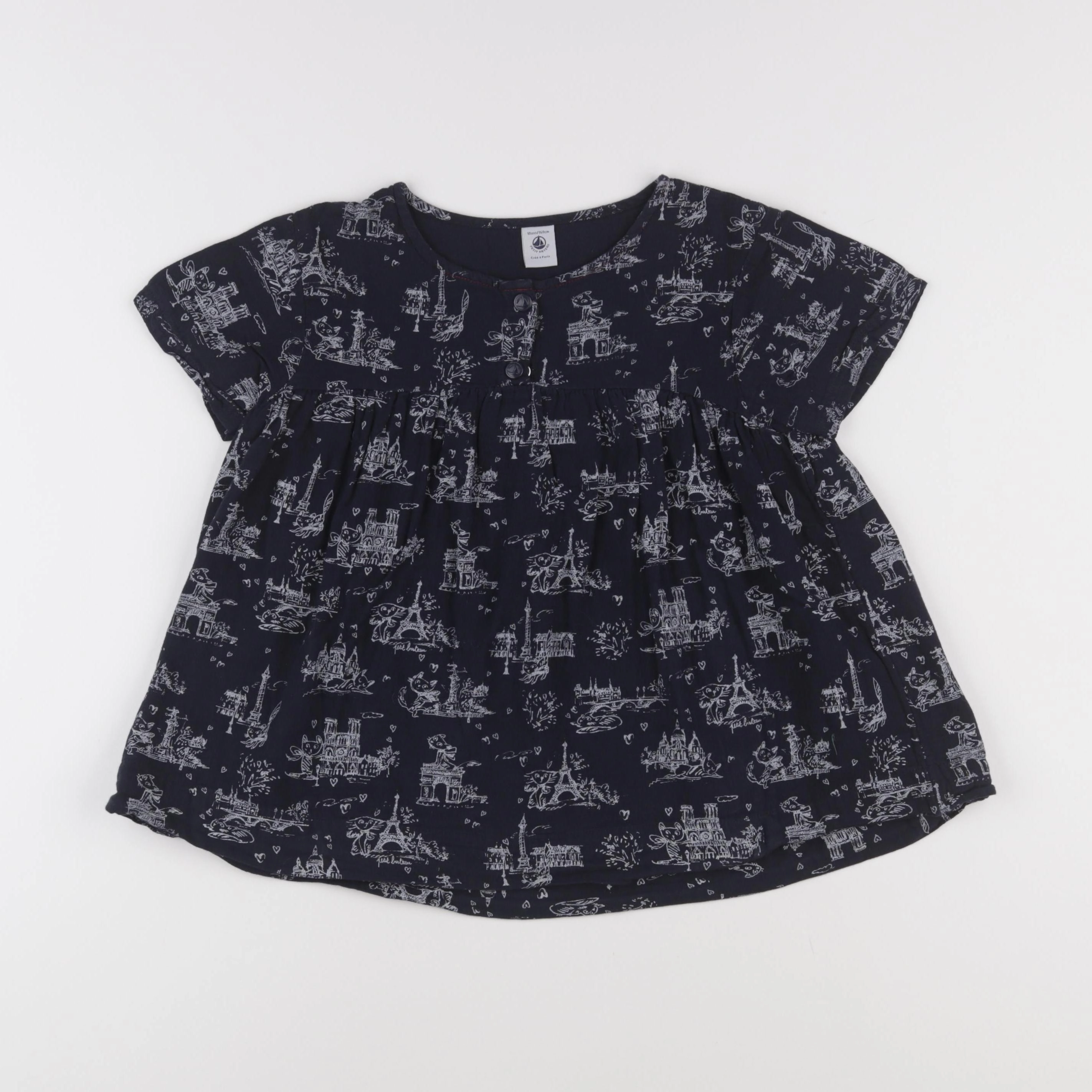 Petit Bateau - blouse bleu - 10 ans