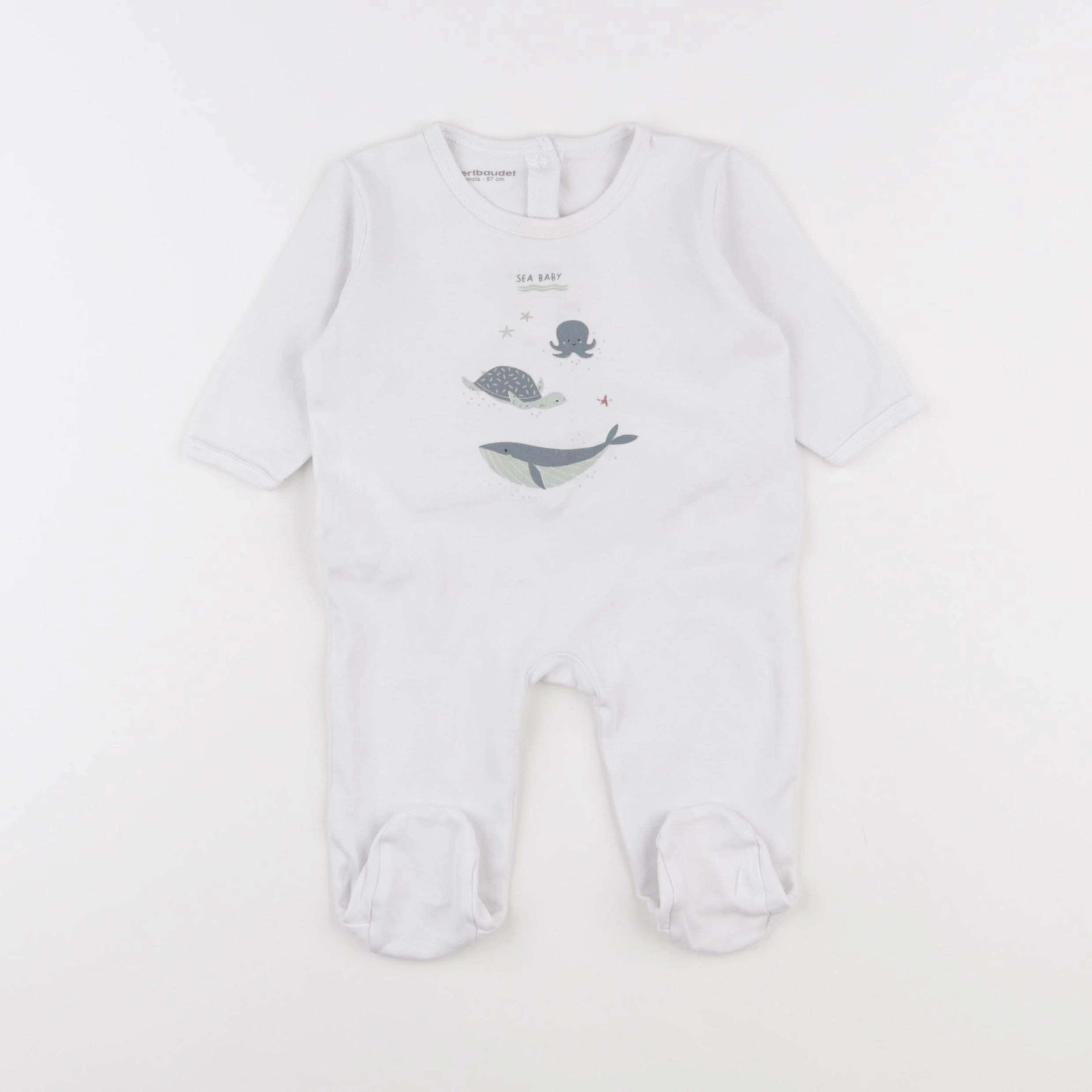 Vertbaudet - pyjama coton blanc - 6 mois