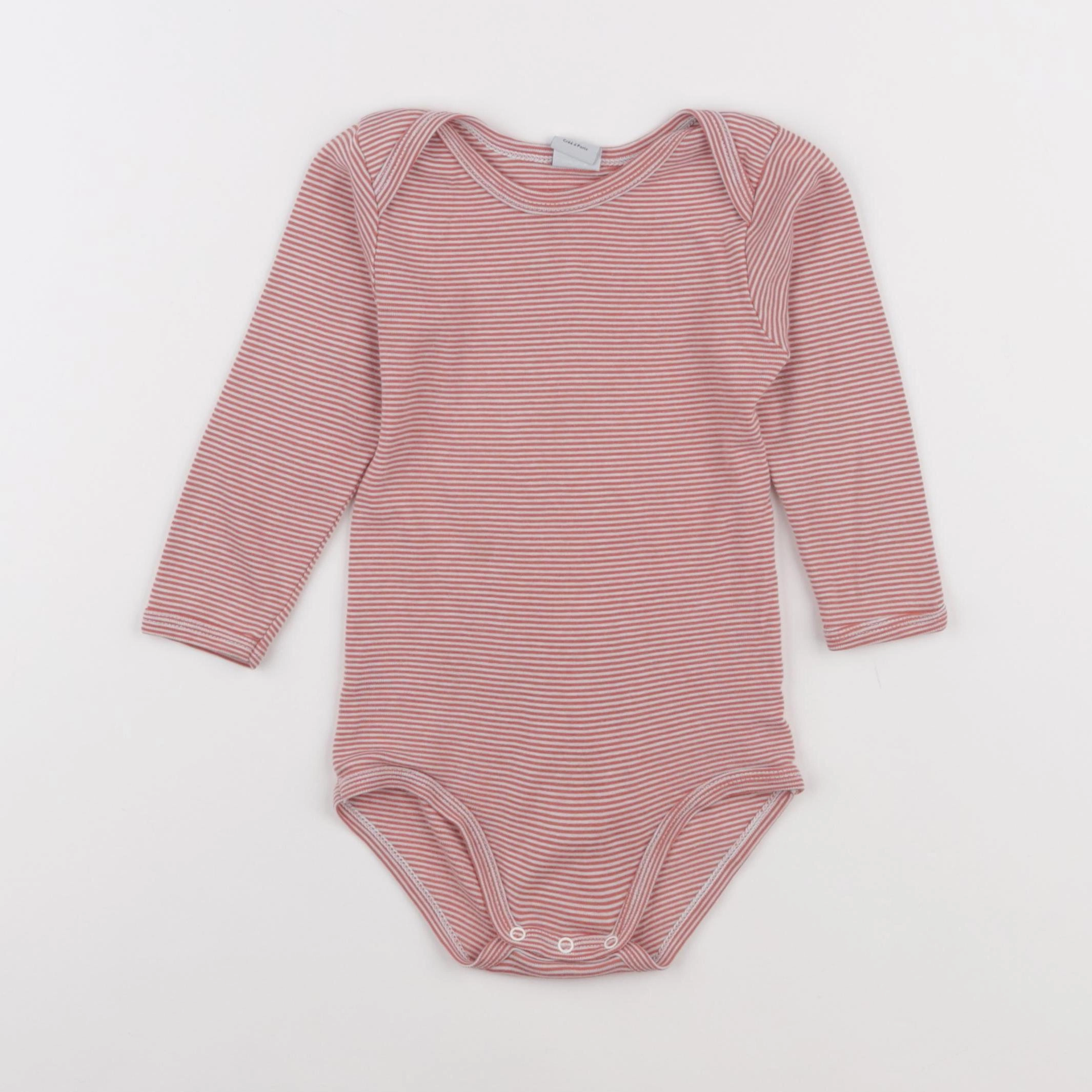 Petit Bateau - body rouge, blanc - 24 mois
