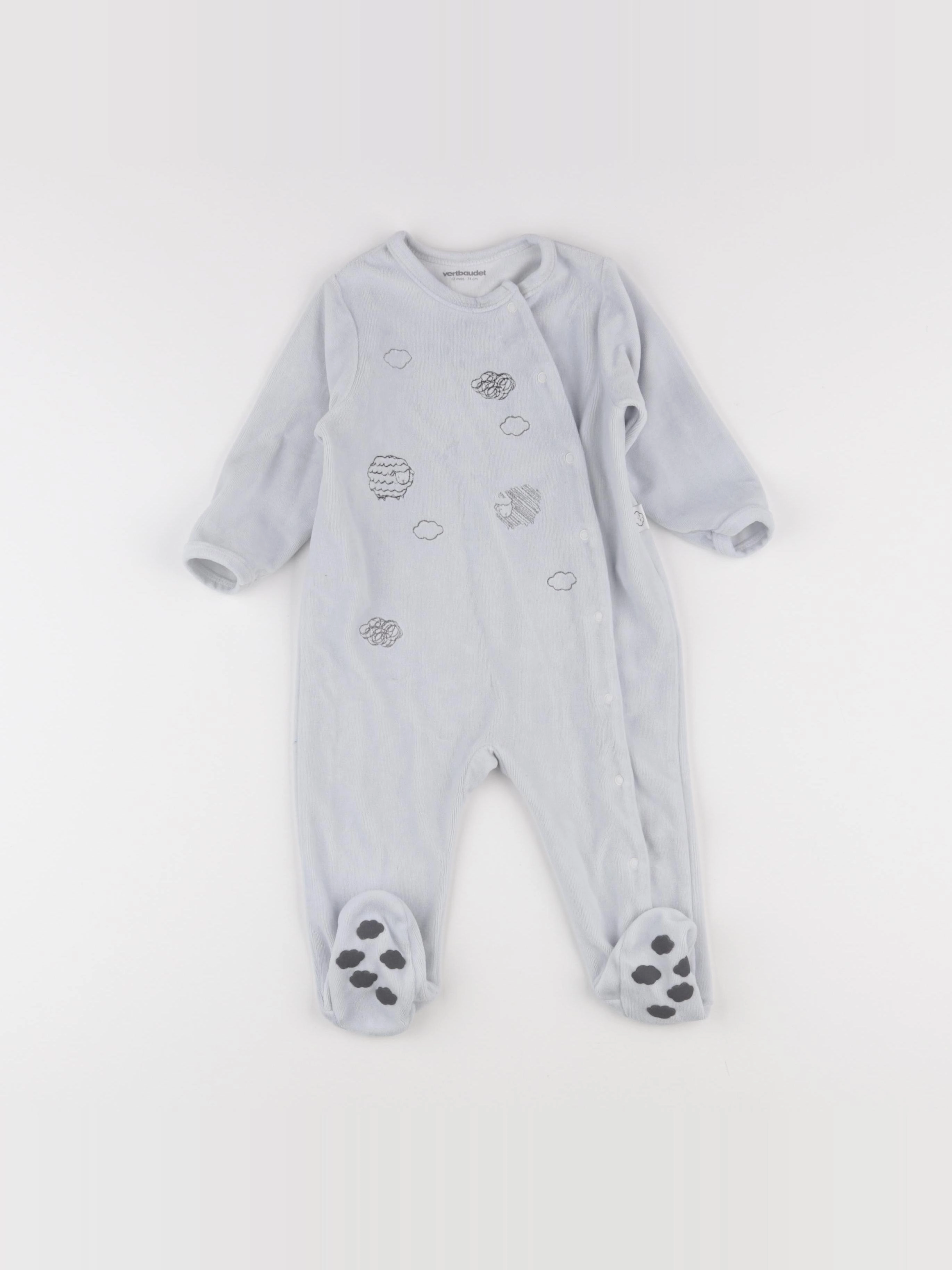Vertbaudet - pyjama velours bleu - 12 mois