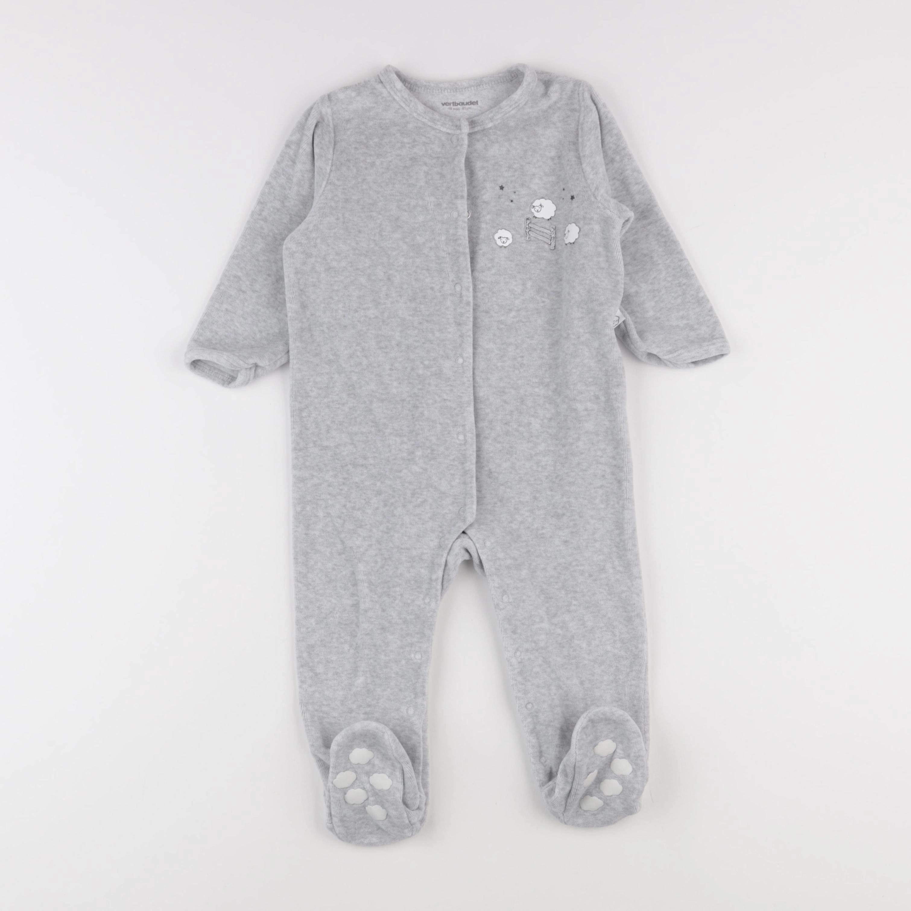 Vertbaudet - pyjama velours gris - 18 mois