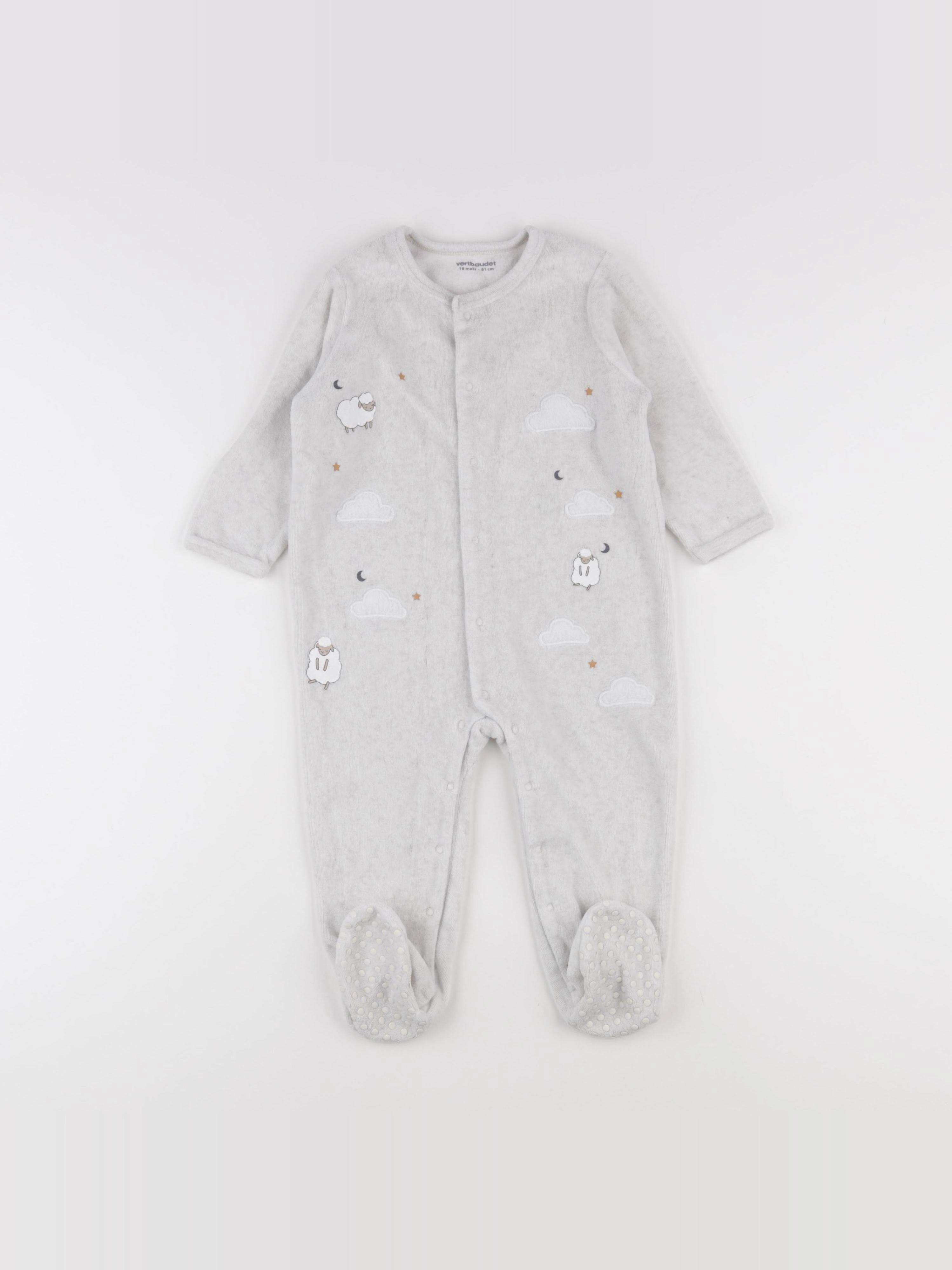 Vertbaudet - pyjama velours beige - 18 mois