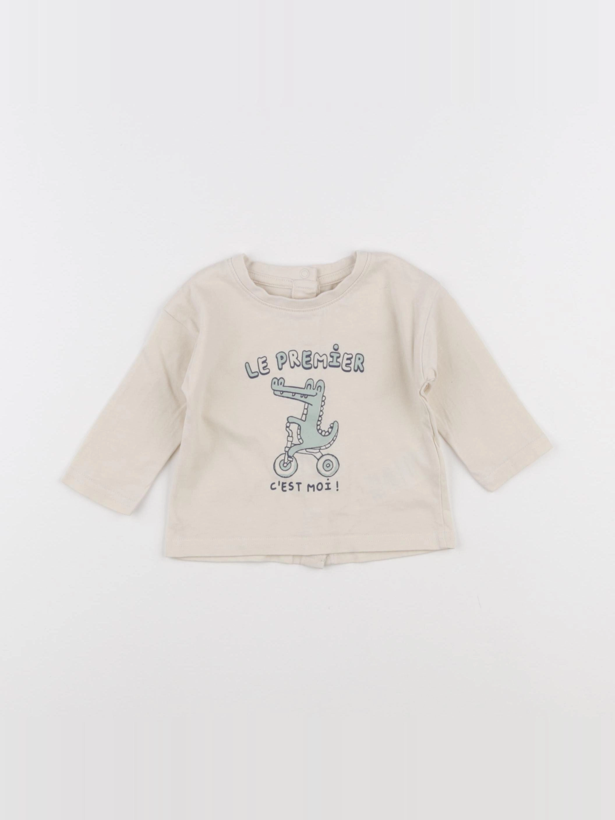 Vertbaudet - tee-shirt beige - 6 mois