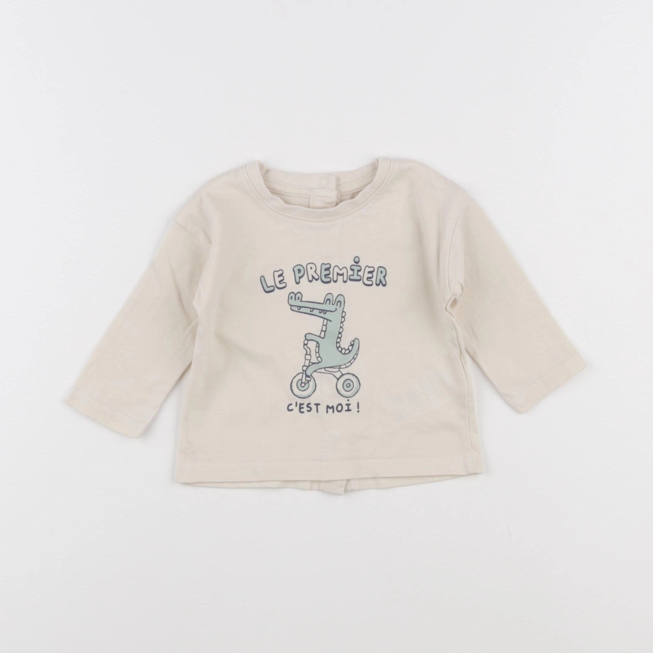 Vertbaudet - tee-shirt beige - 6 mois