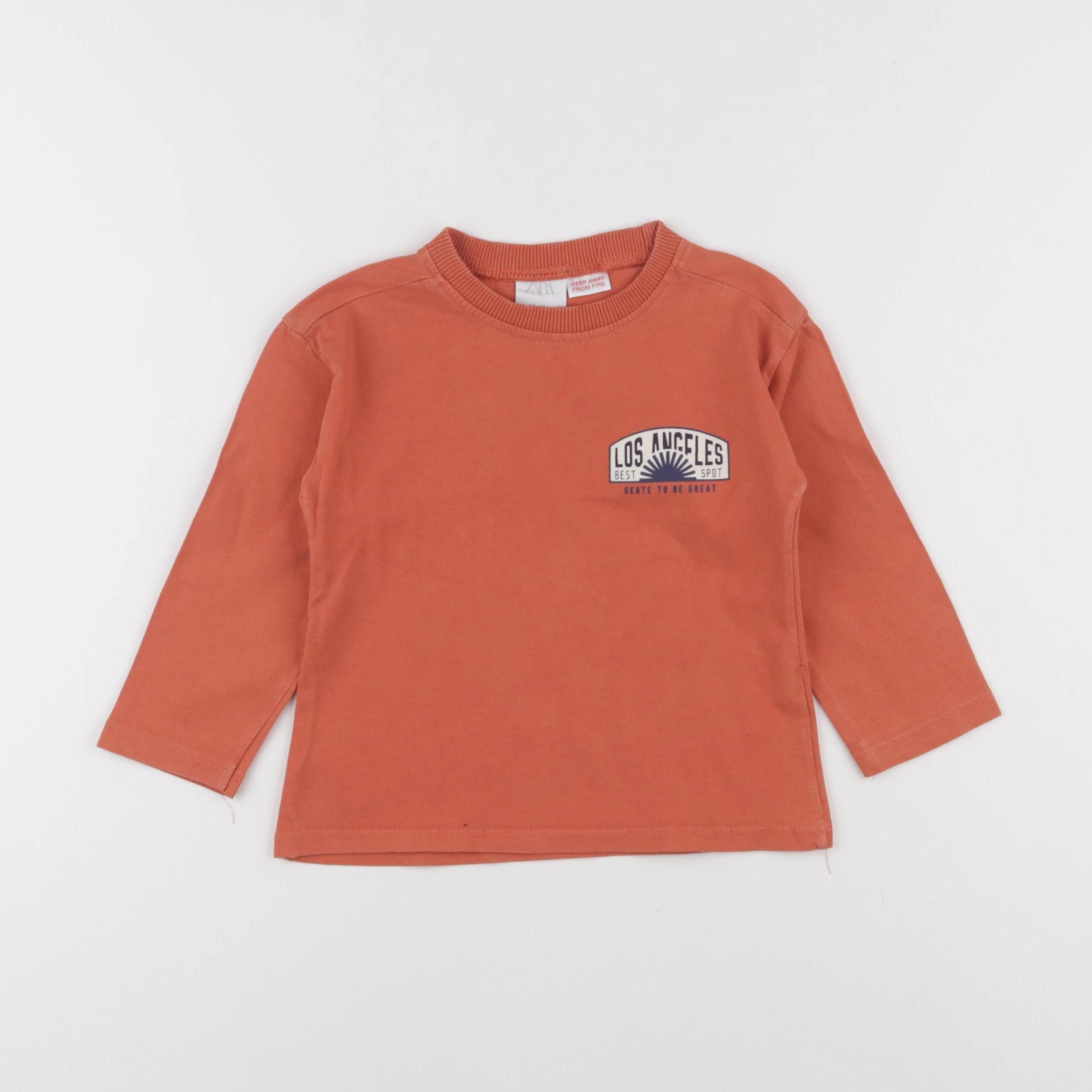 Zara - tee-shirt imprimé au dos orange - 12/18 mois