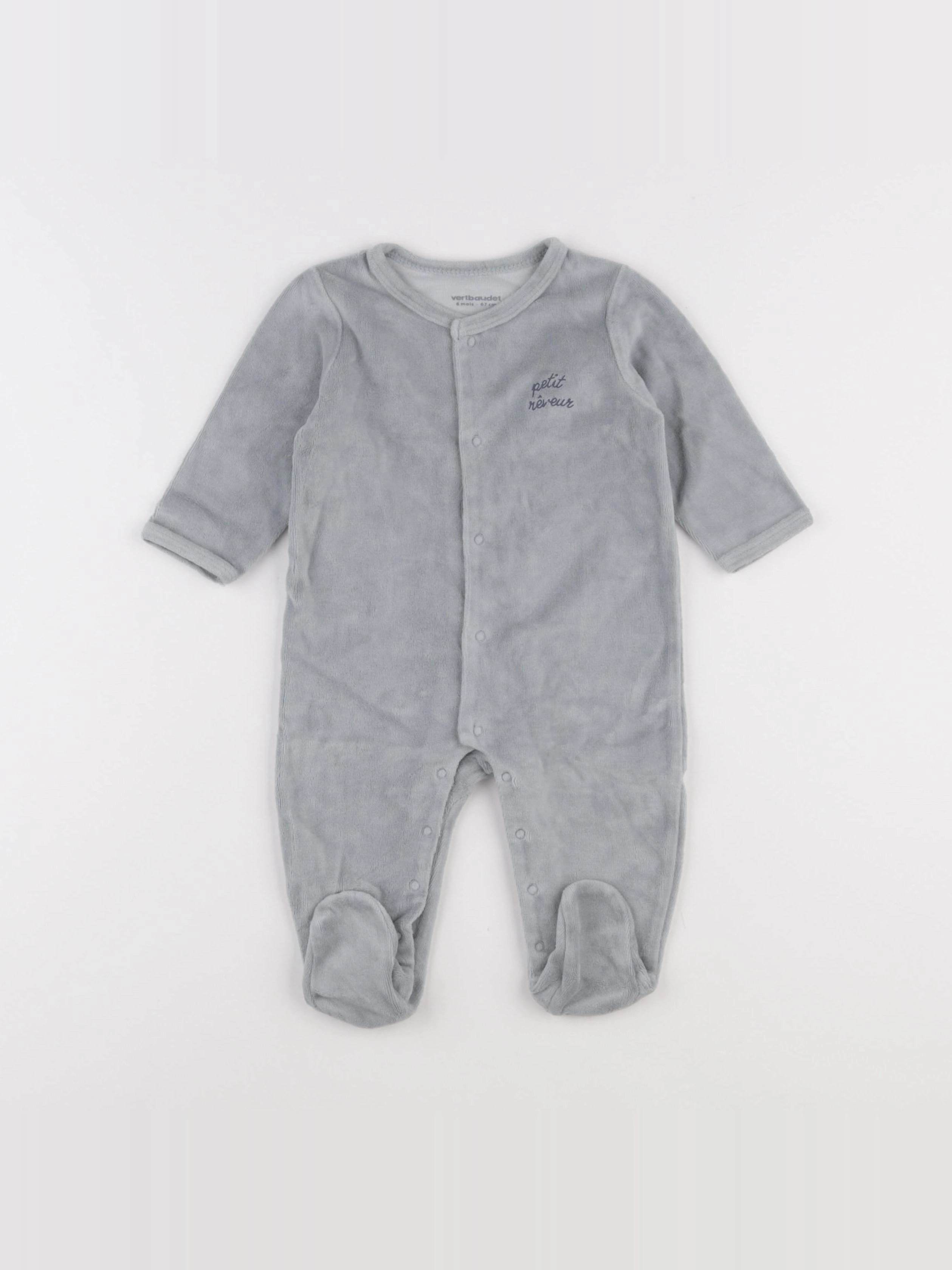 Vertbaudet - pyjama velours bleu - 6 mois