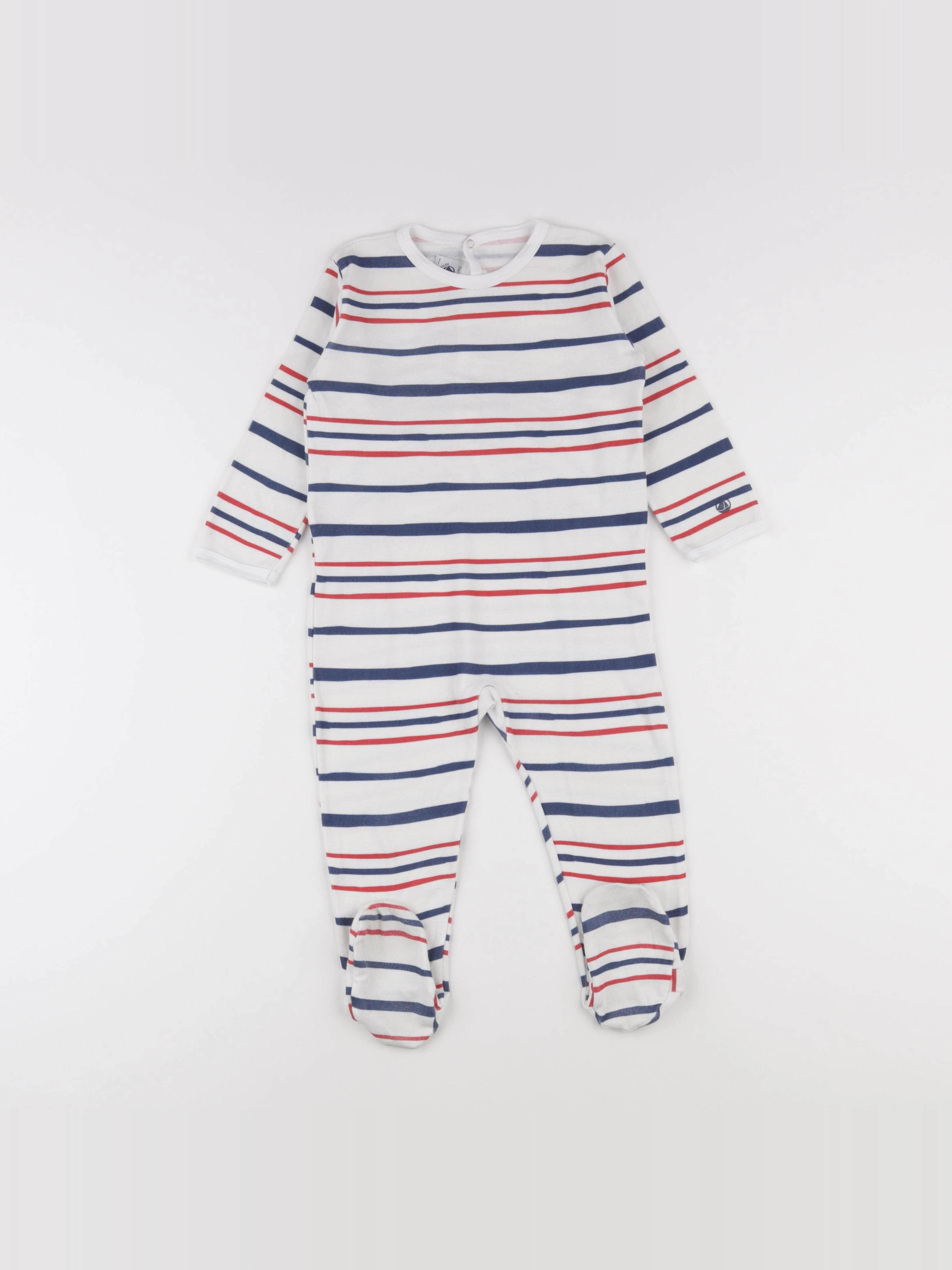 Petit Bateau - pyjama coton blanc, bleu, rouge - 24 mois