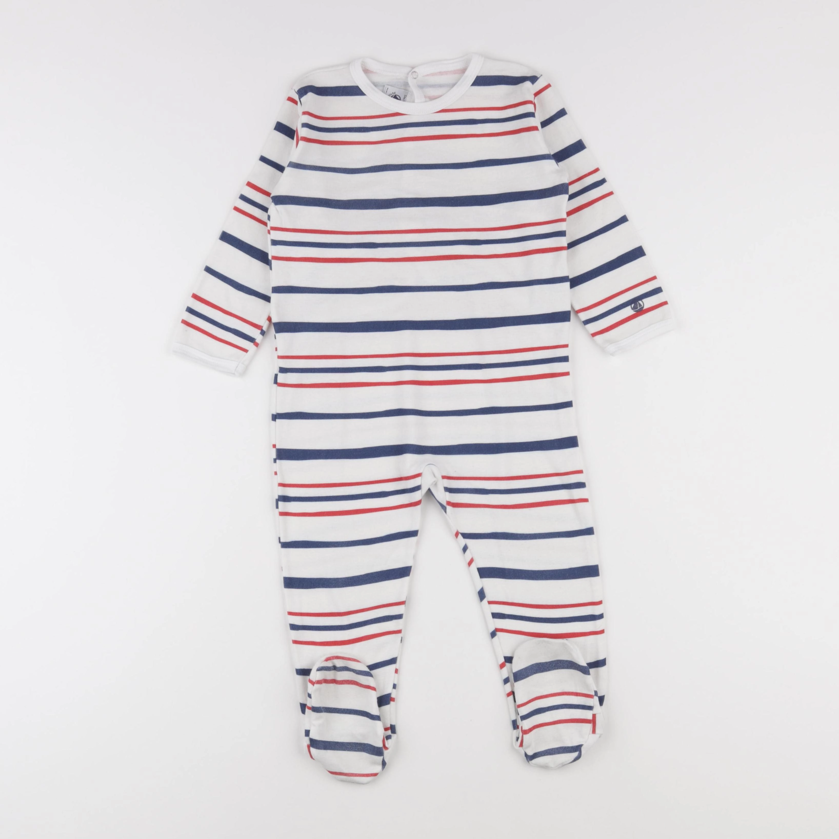 Petit Bateau - pyjama coton blanc, bleu, rouge - 24 mois