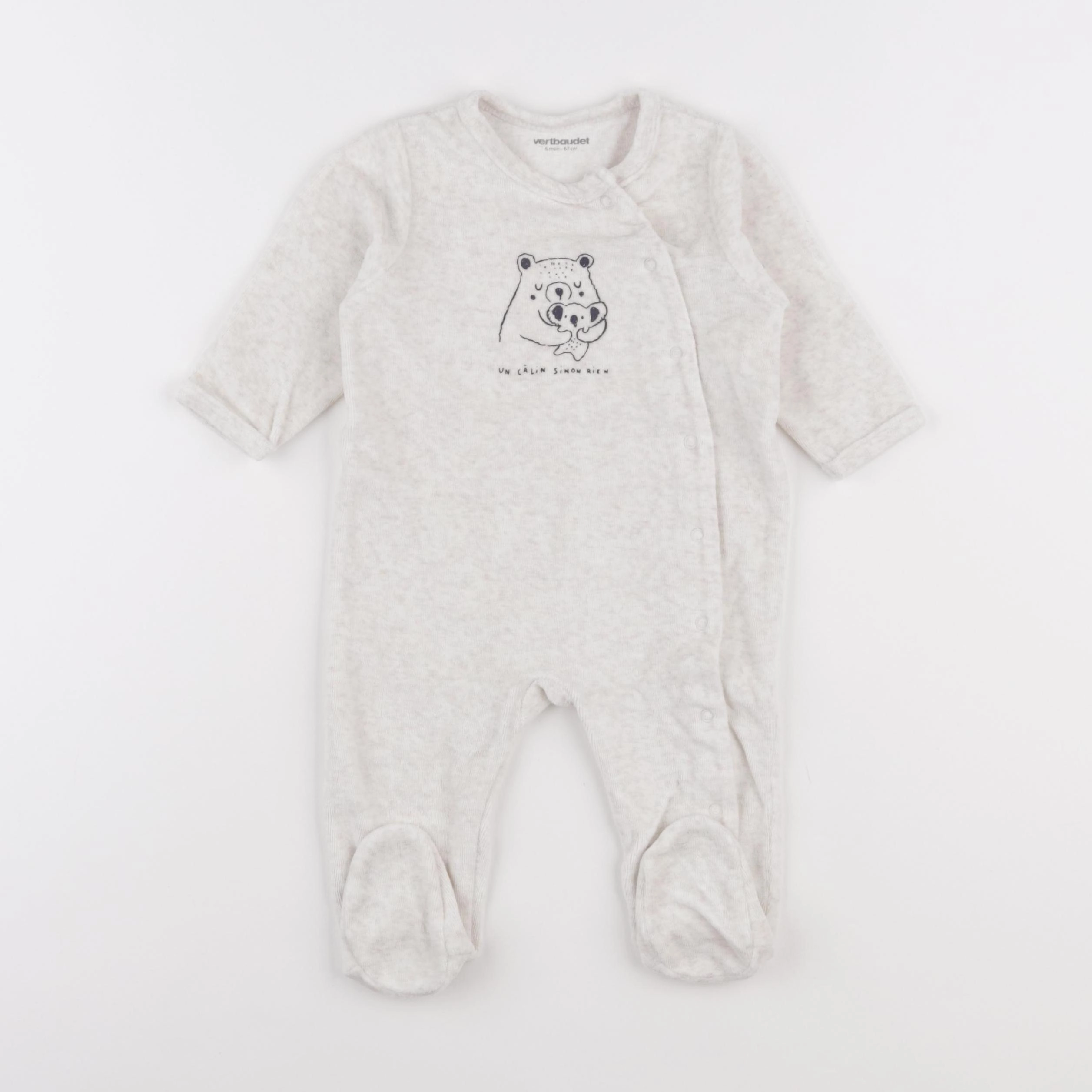 Vertbaudet - pyjama velours beige - 6 mois