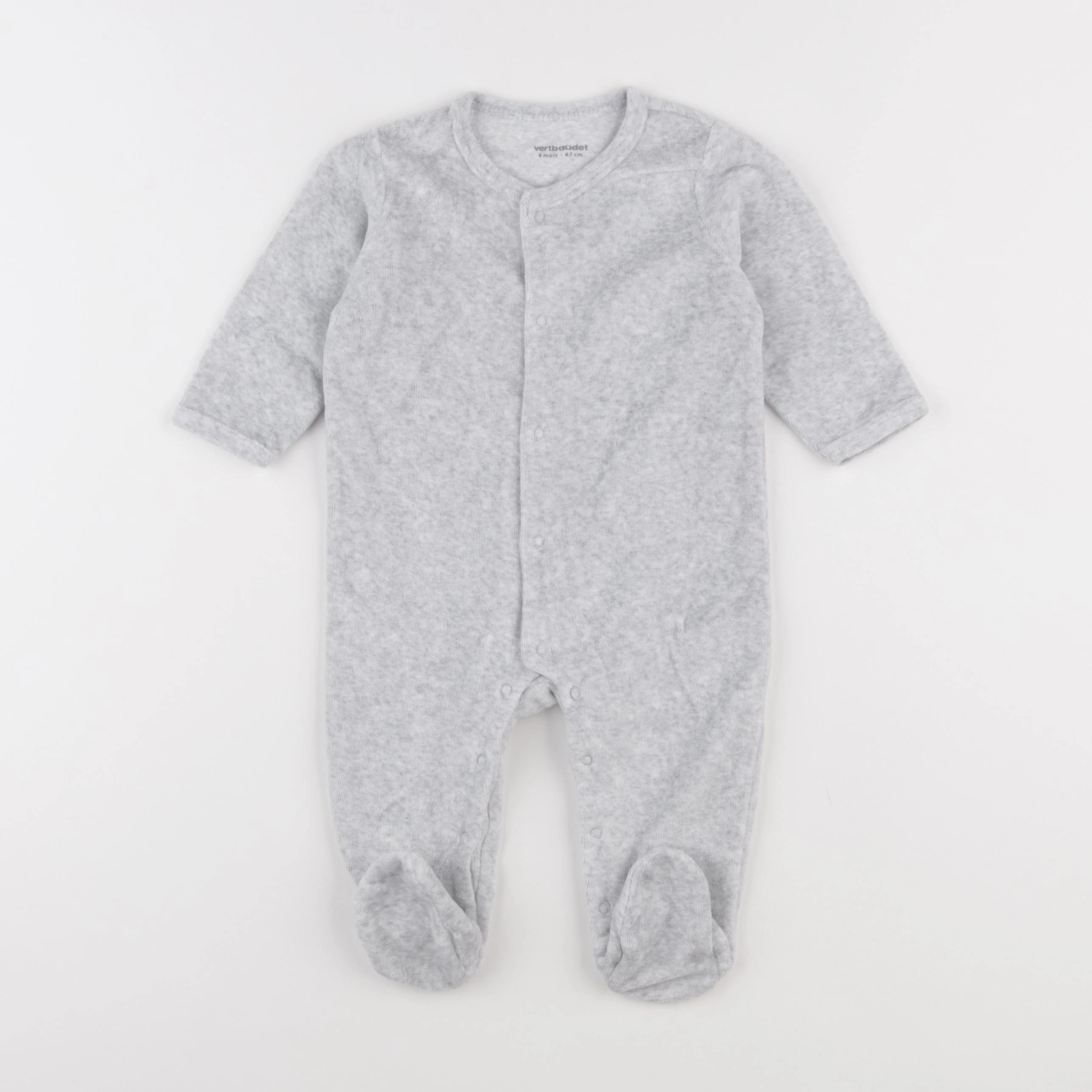 Vertbaudet - pyjama velours gris - 6 mois