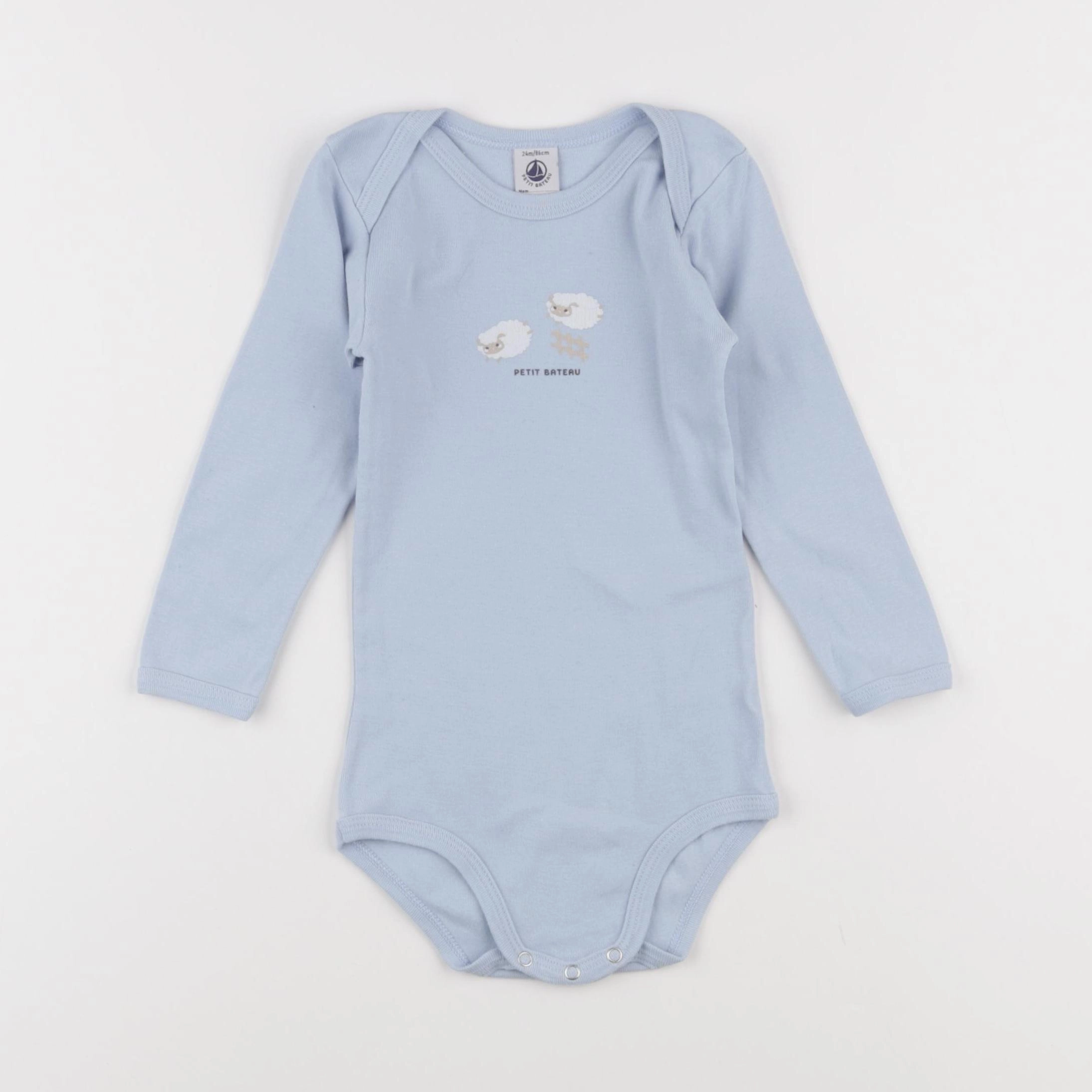 Petit Bateau - body bleu - 24 mois