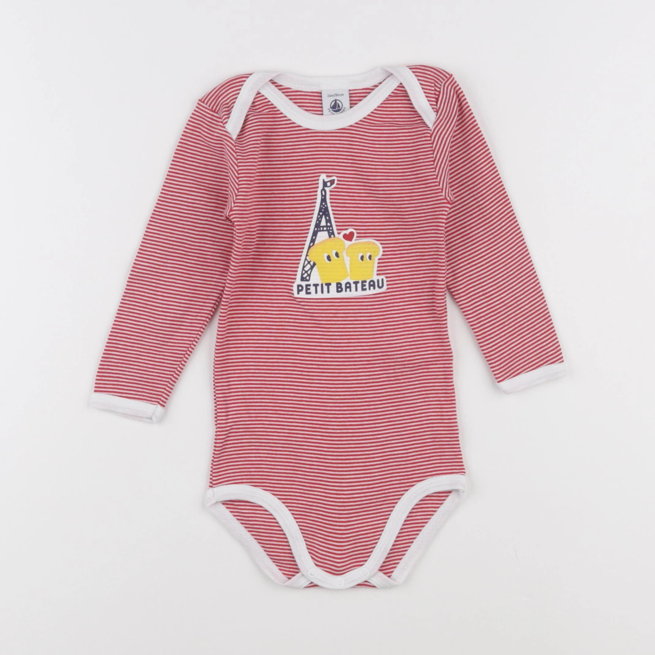 Petit Bateau - body rouge - 24 mois