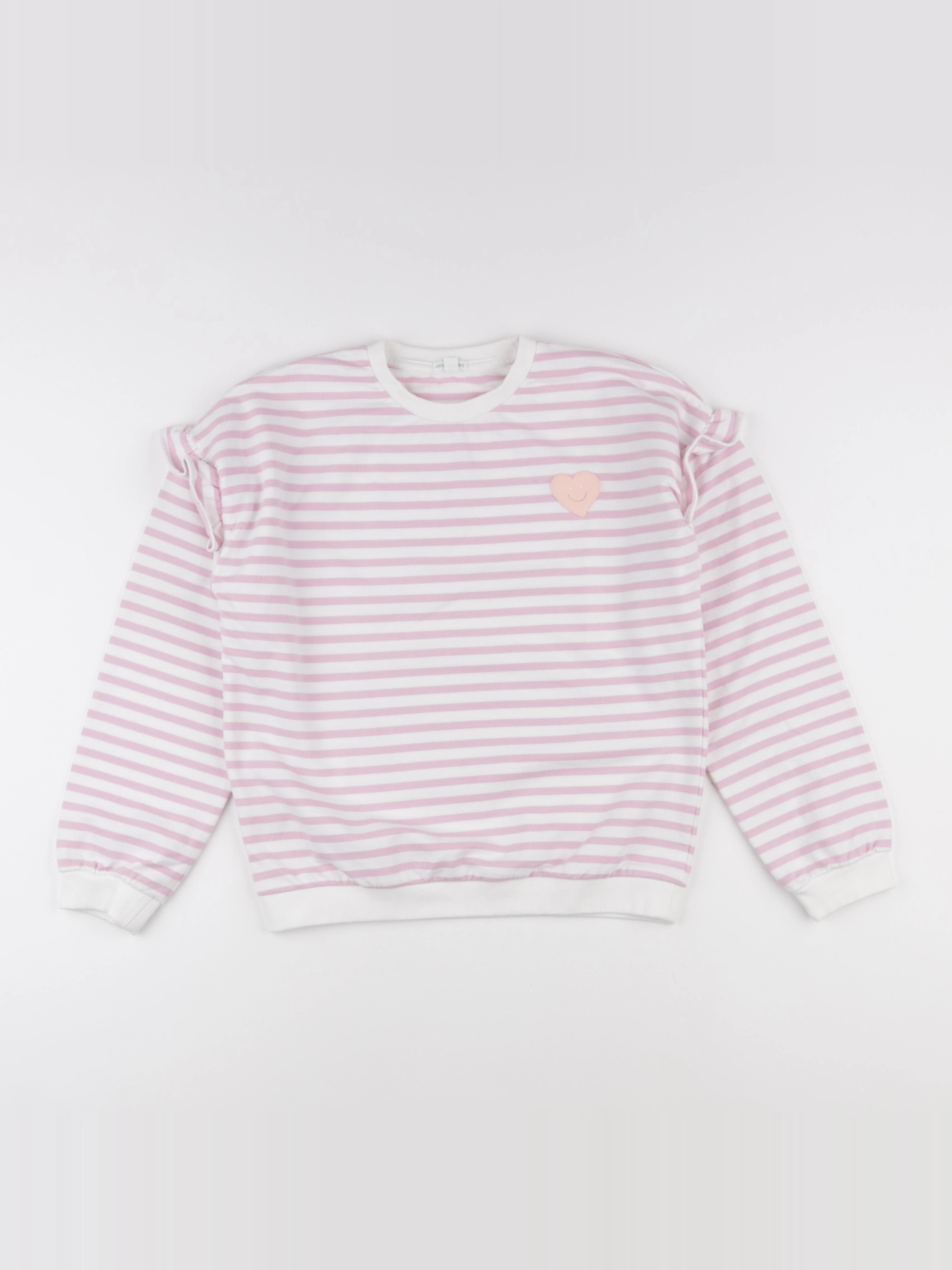 Vertbaudet - sweat rose, blanc - 12 ans
